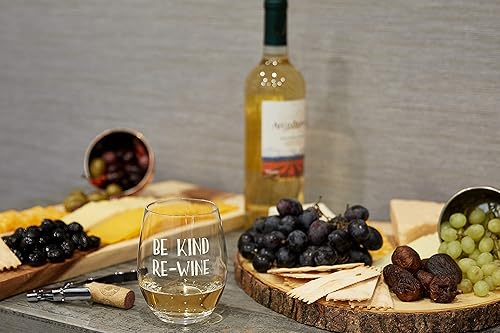 Miniatura 5 de Lushy Wino  Be Kind, Re-Wine  Lindo, novedad, grabado sin tallo 16 onzas Copa de vino con refranes divertidos en caja de regalo