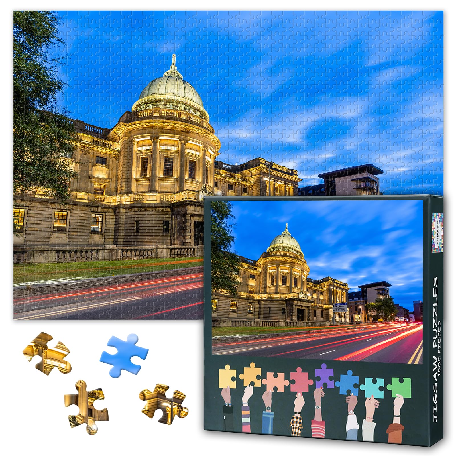 Glasgow Scotland UK Puzzles for Adults 1000 Pieces, Glasgow Mitchell Library Jigsaw Puzzles