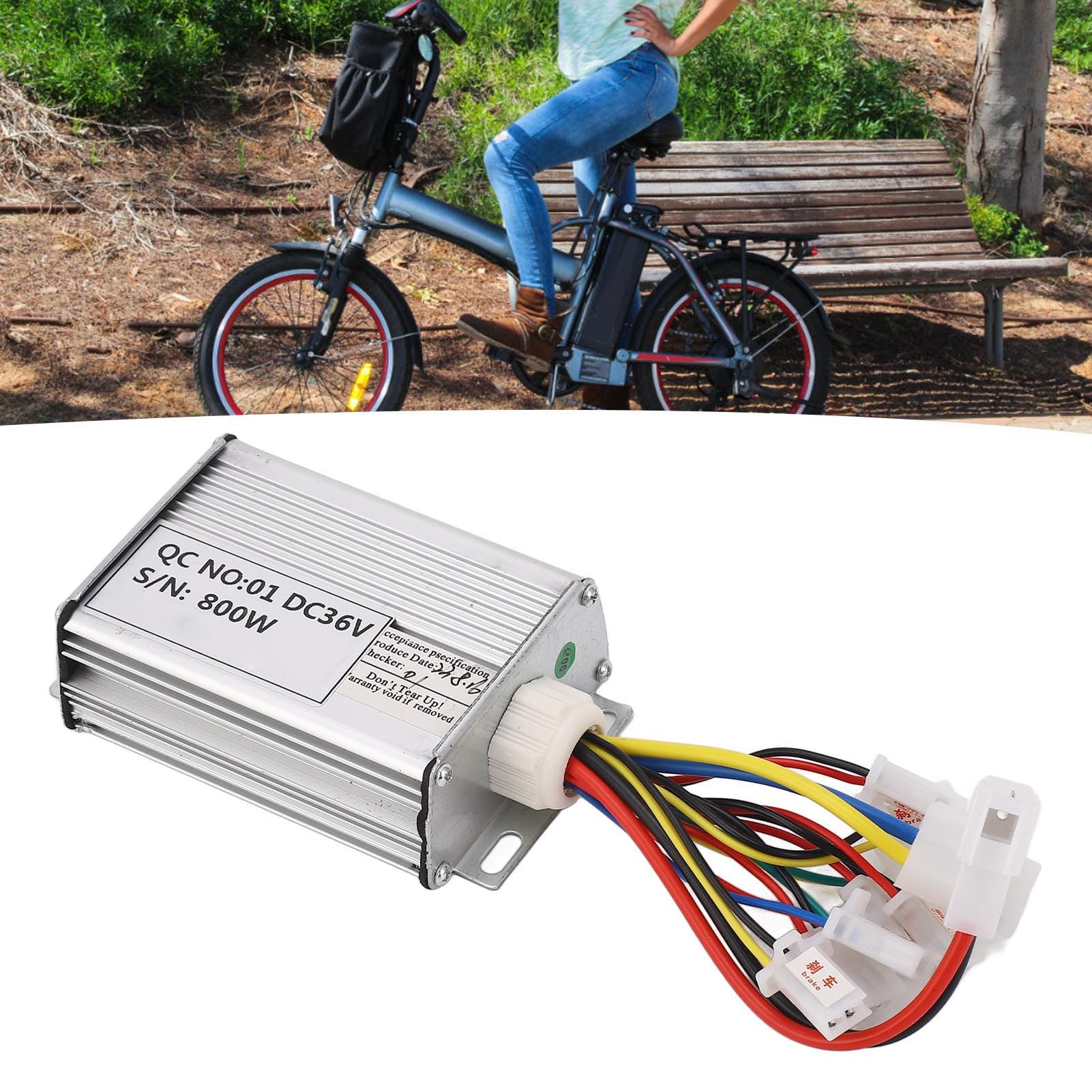 Contrôleur de Scooter électrique 36V 800W, Contrôleur de Fil Ignifuge avec Coque en Alliage D'aluminium pour Vélo électrique
