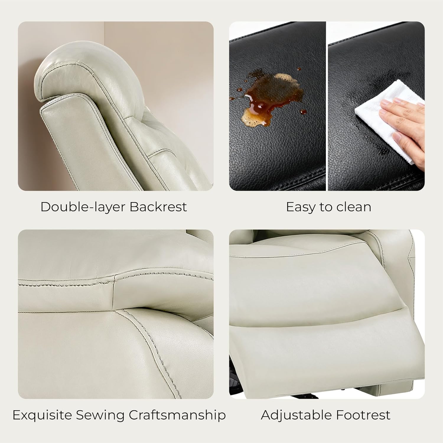 KISLOT Power Recliner Chair Wall Hugger Recliner with Adjustable Headrest and Footrest Dual Motor Electric Faux Leather Reclining Sofa with USB/Type-C Charging for RV Living Room Bedroom