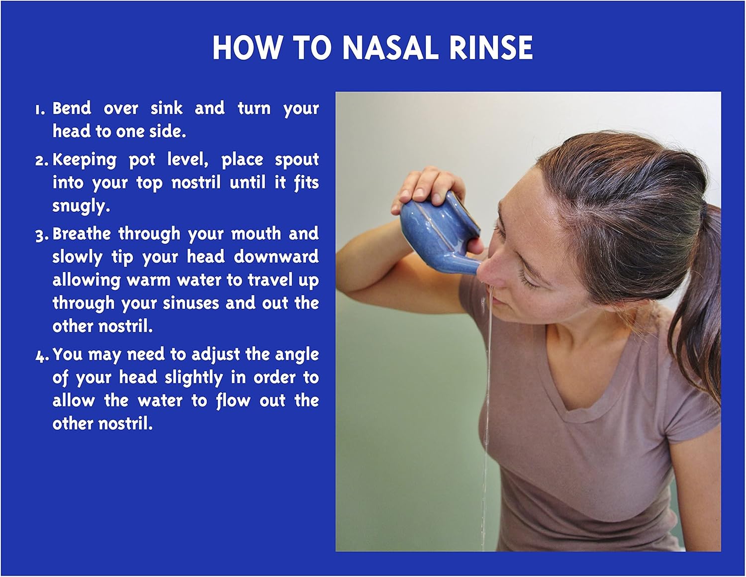 Breathe Easy Kit – Handmade Ceramic Lead-Free Neti Pot with 4ml Essential Oil for Congestion & 5ml Steam Oil for Aromatherapy – Supports Sinus Health, Clear Breathing & Airway Comfort (Blue)