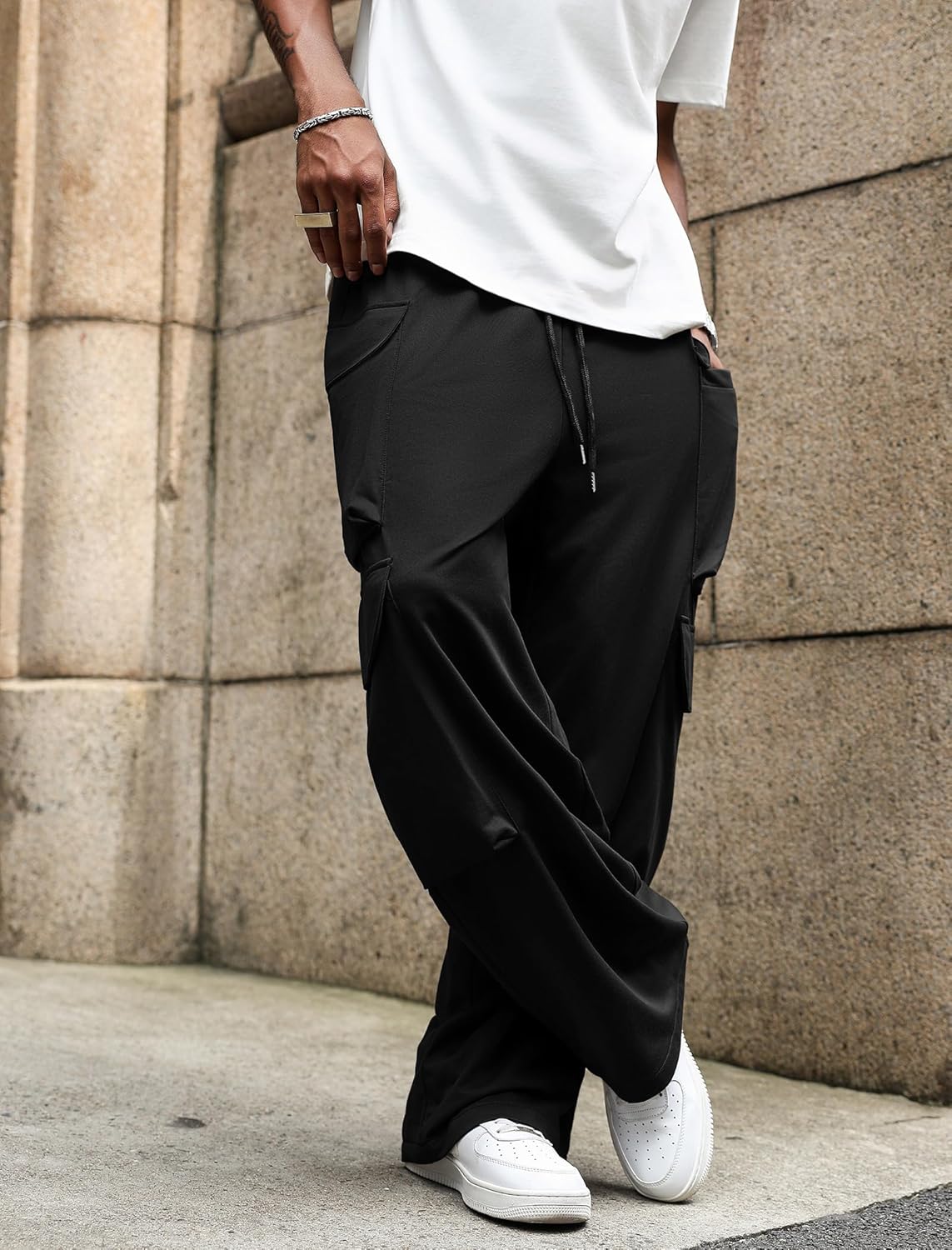 ZAFUL Men's Parachute Sweatpants Y2k Baggy Track Pants Drawstring Wide Leg Casual Trousers Streetwear - Image 2