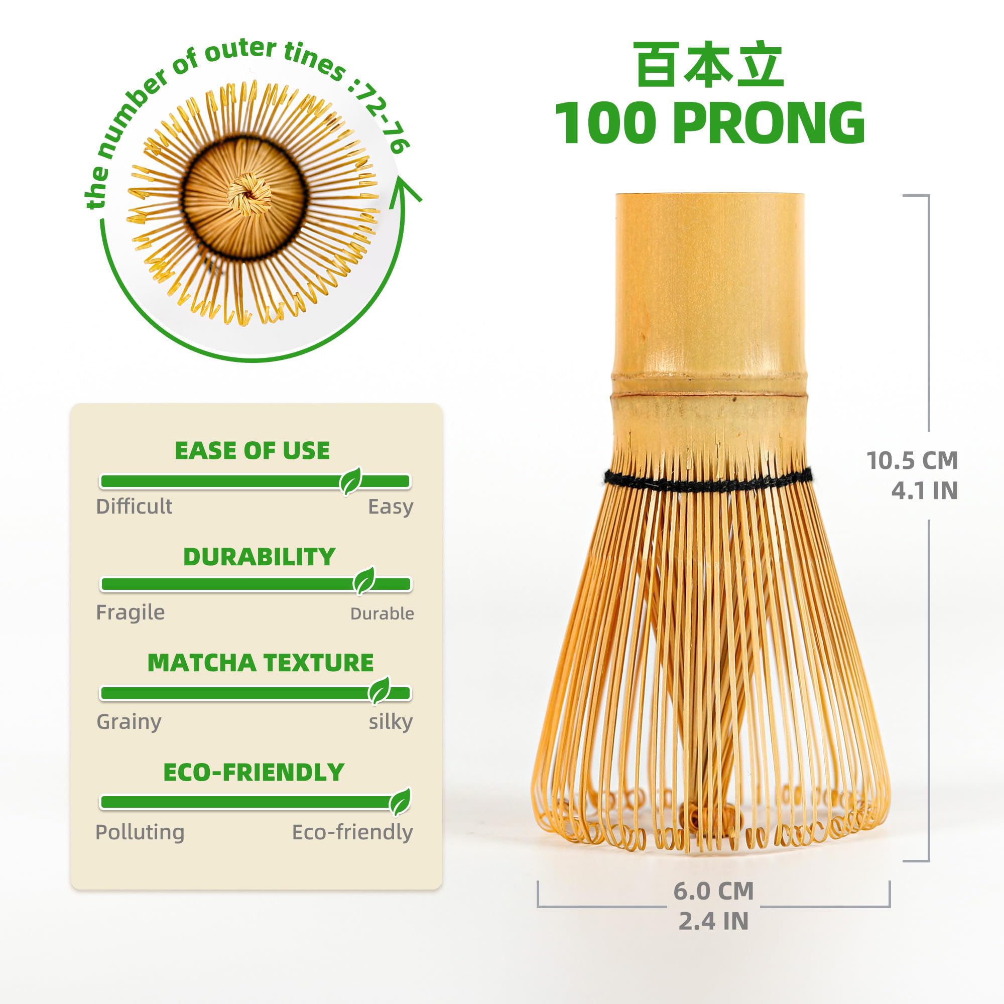 TEANAGOO Matcha Whisk Set,6-PCS Traditional Starter Set,100 Prongs Whisk with Purple Cherry Blossom Holder,Scoop(Chashaku),Tea Spoon,Bamboo Chasen,Ceremony Accessory,Gift for Friend/Family - Image 2