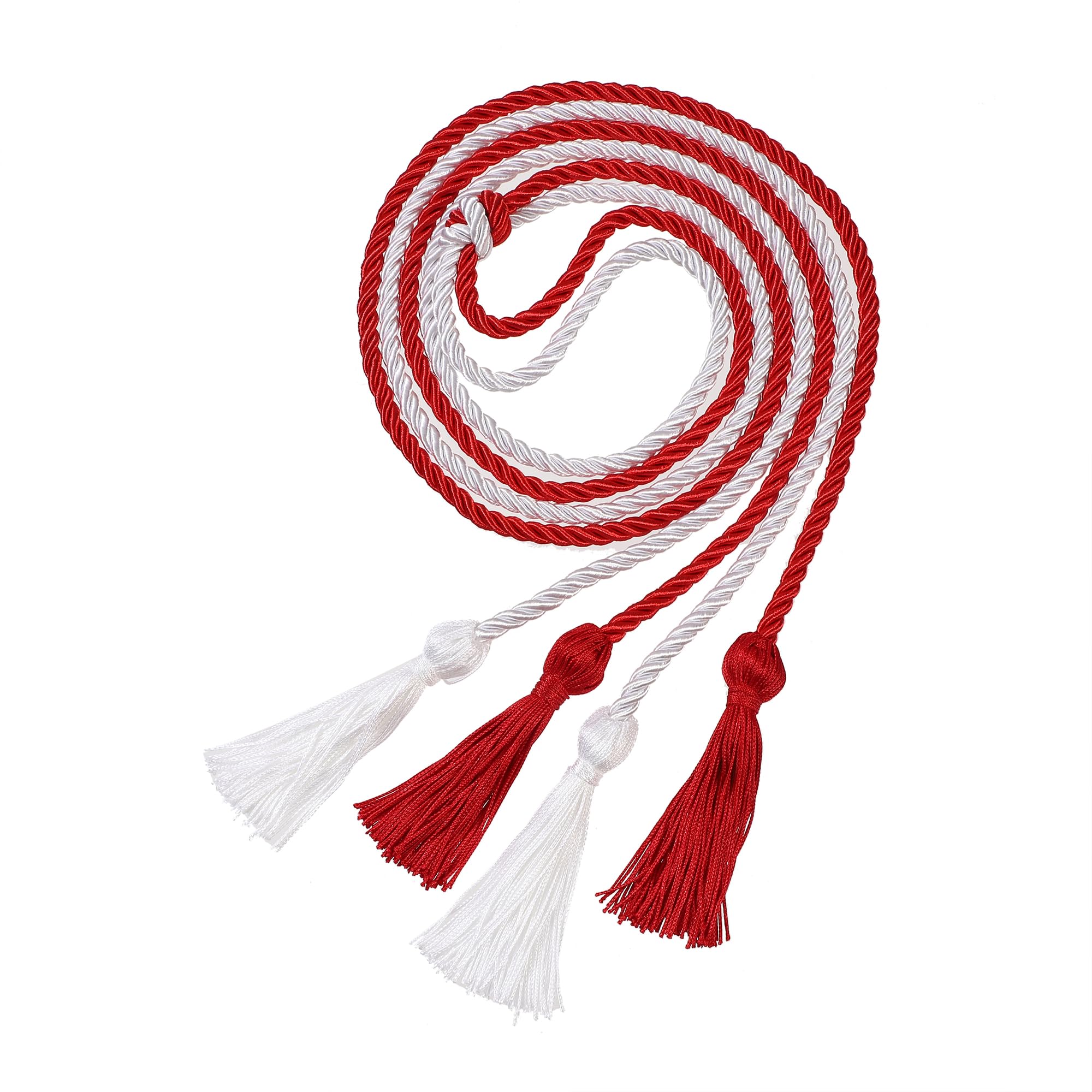 Graduation Double Honor Cords with Tassel, 68" Long (Red+White)