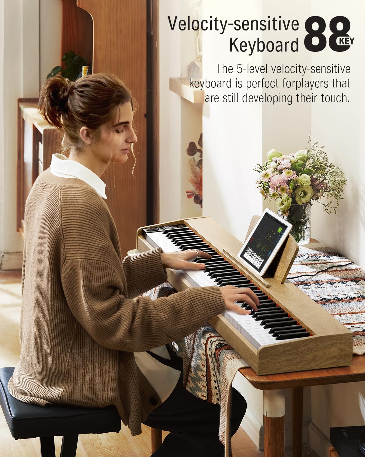 DONNER DEP-1S Digital Piano with stand Light Wood UK/EU