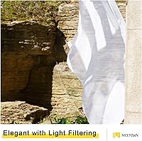 Vista 4 de NICETOWN 2 cortinas traslúcidas blancas para patio al aire libre, impermeables, con bolsillo superior, extra anchas para interiores y exteriores