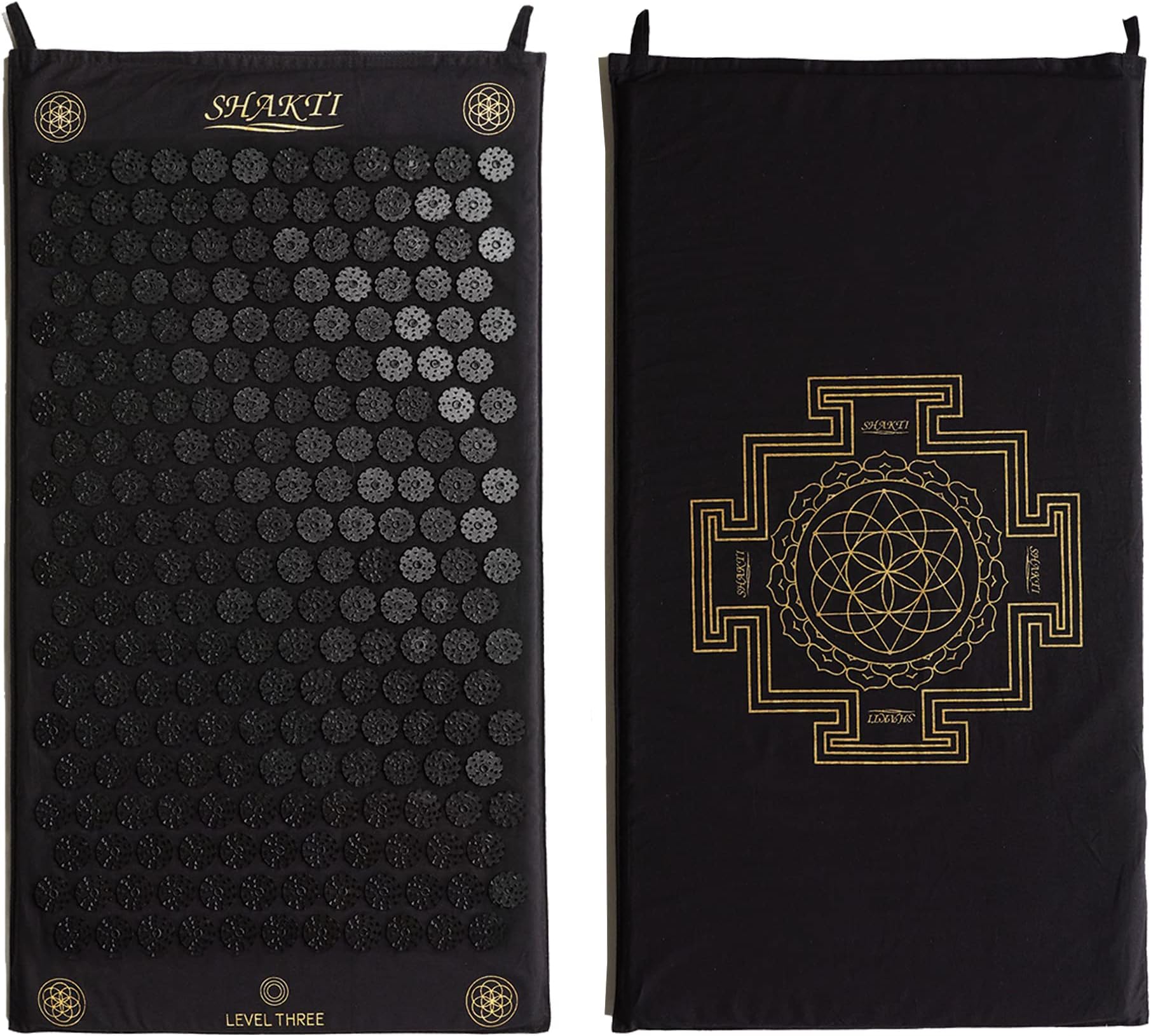 Acupressure Mat for Relaxation, Massage Muscles, Aid Sleep & Unlock Inner Tension, Similar to Acupuncture, No Needles Required (Classic, Level 3, Shakti Black)