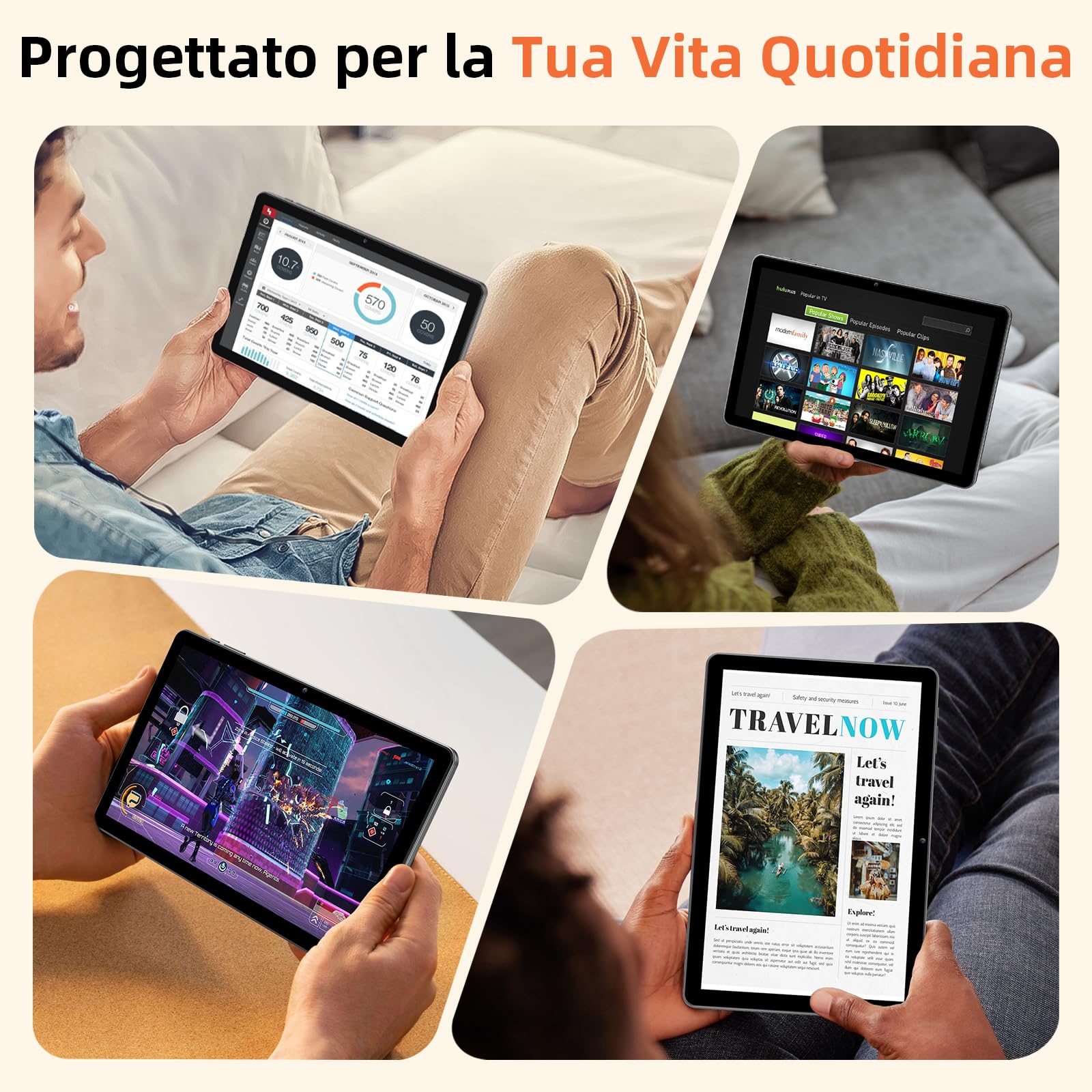 Tablet 10 Pollici, Tablet Android 15 con Cover, Unisoc T30 Quad-Core, 18 GB RAM + 128 GB ROM + 1 TB TF, Display HD IPS 1280x800, Fotocamera Doppia 8MP + 5MP, 6000 mAh, WiFi 6, BT 5.0 (Caricatore UK)