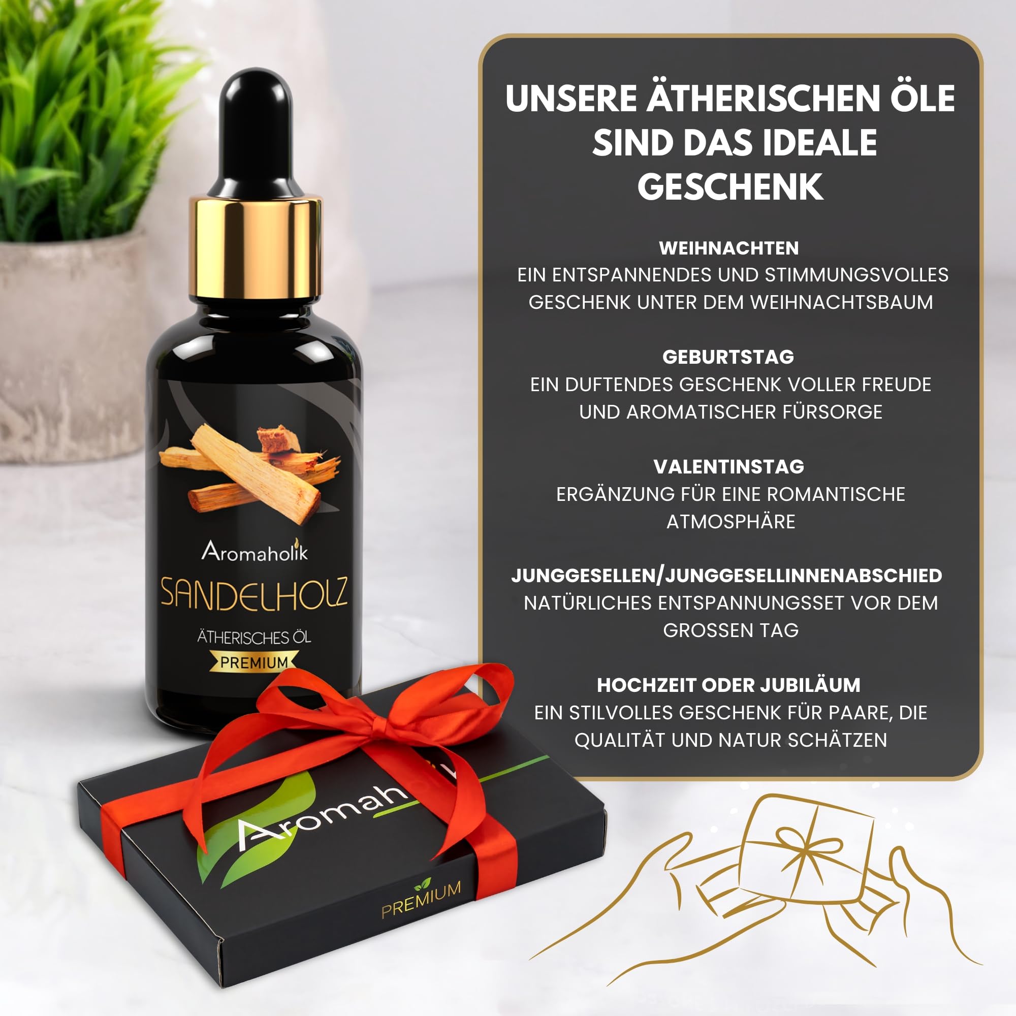 Premium reines natürliches Sandelholzöl – 100 % pures ätherisches Öl, BIO, organisch – zur Herstellung ätherischer Öle, Kerzen, Seifen, DIY – Sandalwood Essence 1L, Aromaholik