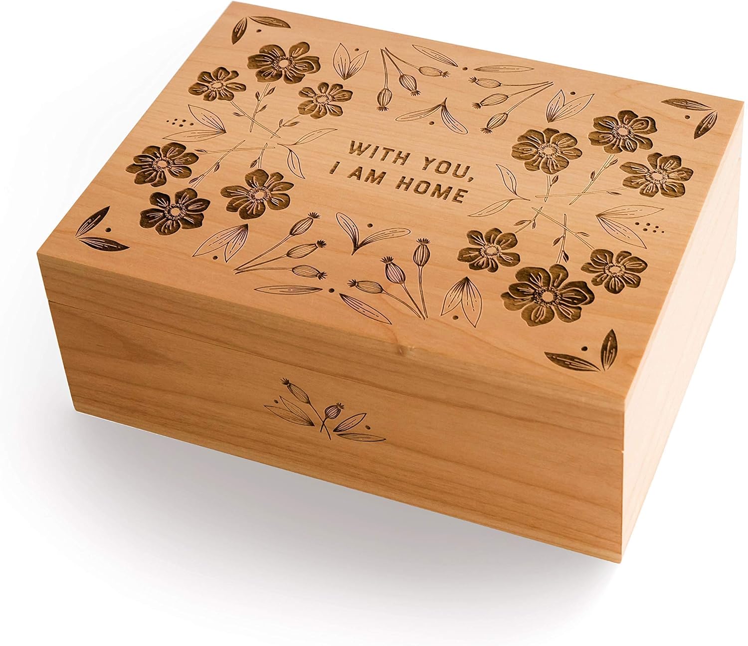 With You, I Am Home Wood Keepsake Box [Personalized Custom Gifts, Anniversary, Wedding, Baby, Memory]