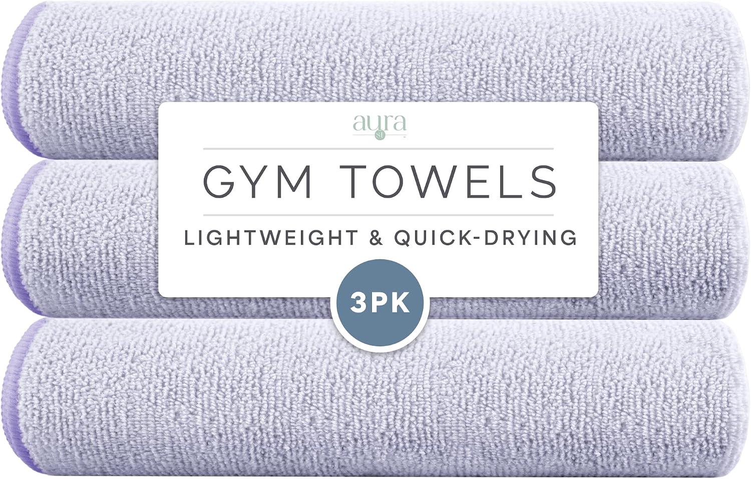 S&T INC. Microfiber Gym Towels, 3 Pack, 16" x 27", Purple