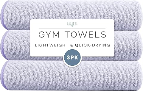 S&T INC. Microfiber Gym Towels, 3 Pack, 16" x 27", Purple