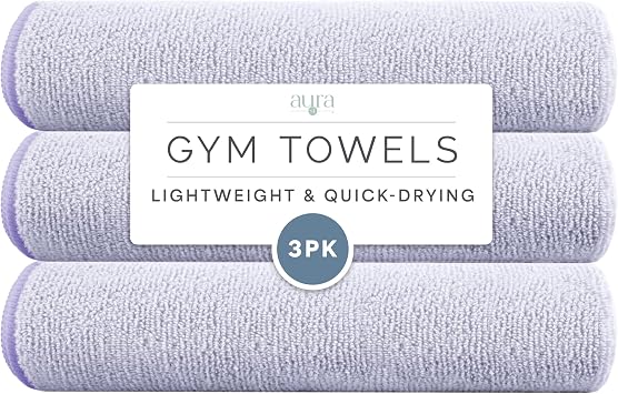S&T INC. Microfiber Gym Towels, 3 Pack, 16" x 27", Purple