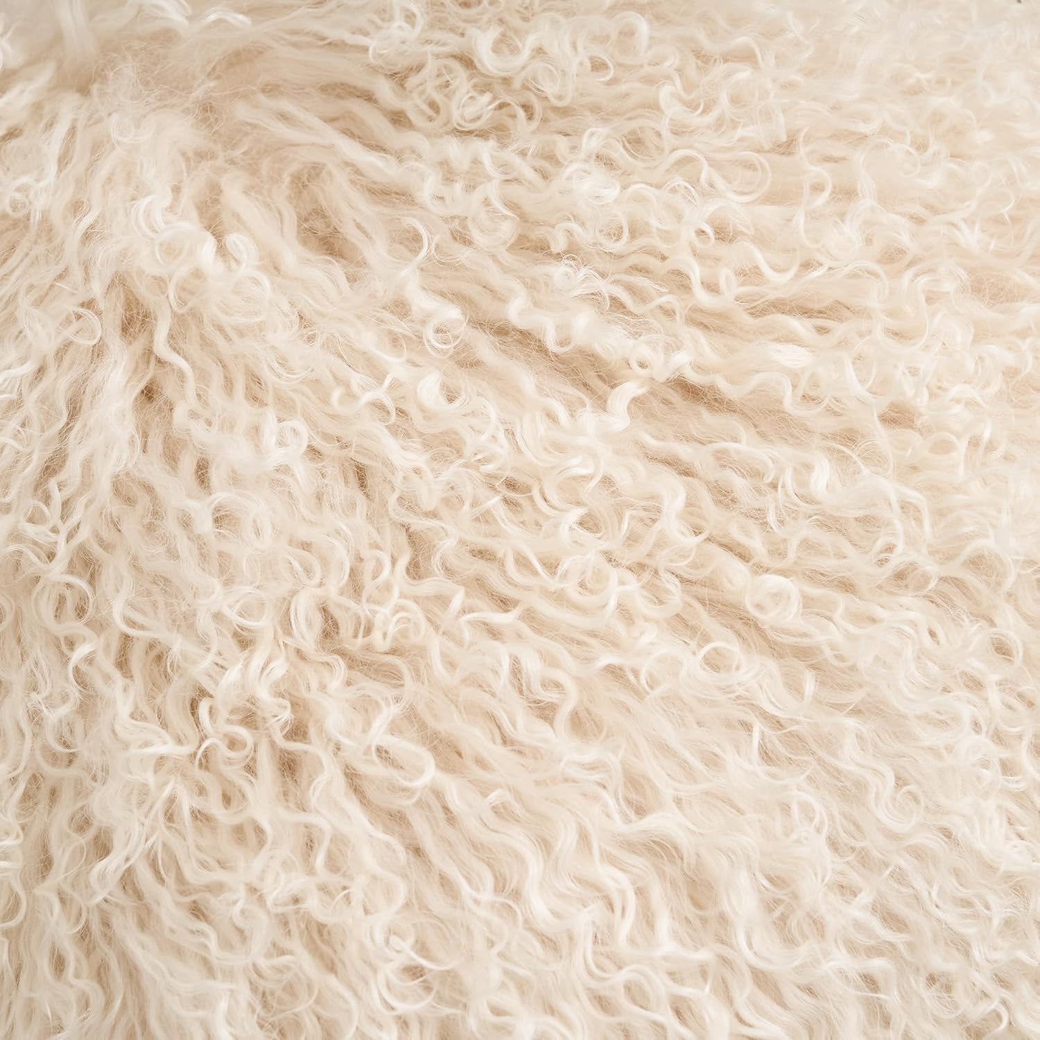 Genuine Mongolian Lamb Fur Pillow Cover – Soft Curly Sheepskin Cushion Case – Decorative Throw Pillow for Sofa, Couch, or Bed Sizes (Beige, 20" x 20")