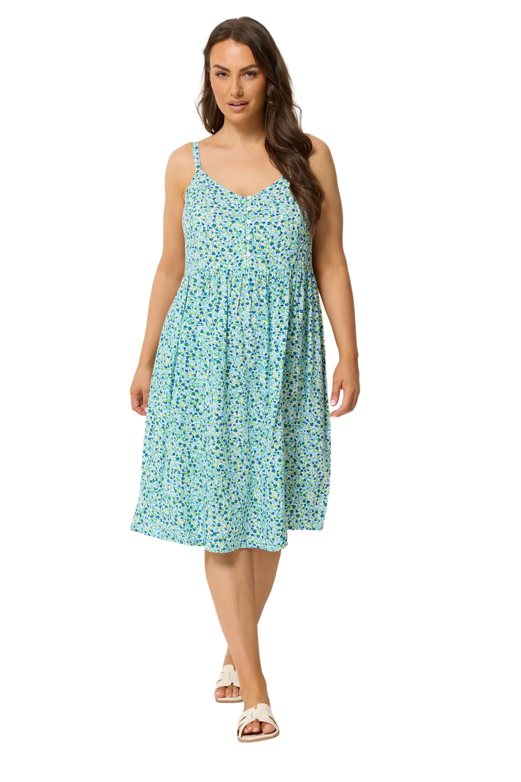 Yours Women's Sundress - Ditsy Floral - Aqua - Size 26-28