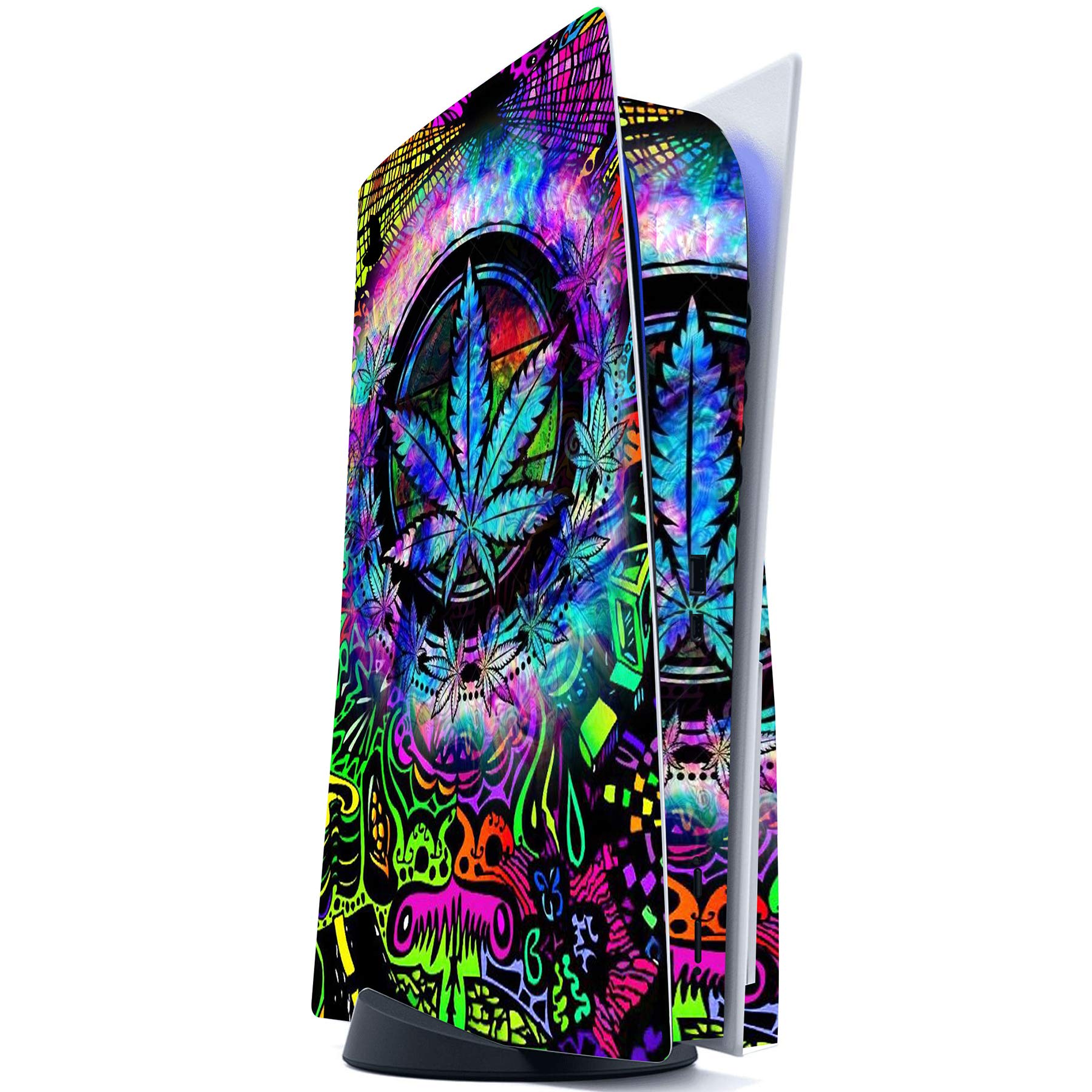 PlayVital Skin Sticker for PS5 Controller, Sticker for PS5 Console Disc Edition & Charging Station & Headphones & Remote Control - Psychedelic Sheet - 3
