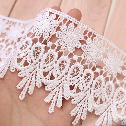 Miniatura 3 de Cinta de encaje blanco de 5 yardas de Venecia para coser ropa, decoración de fiesta en el hogar