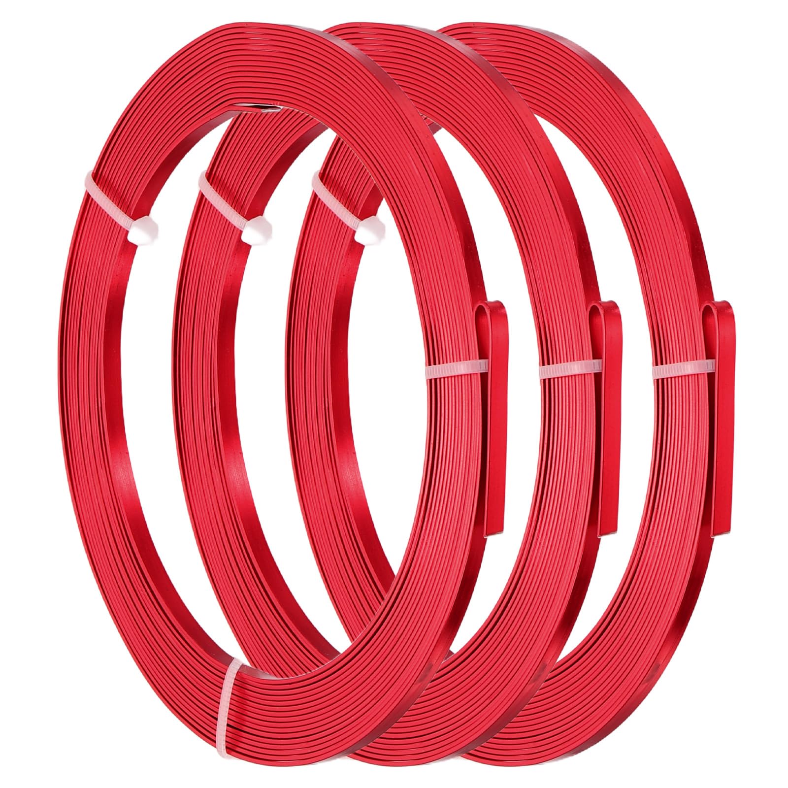 PATIKIL 20 AWG 3.5mm Wide Aluminum Flat Wire, 16Ft 3 Roll Bendable Anodized Aluminum Wire Wide Beading Craft for Jewelry Making Resin Bezel Frame Wrapping, Bright Red