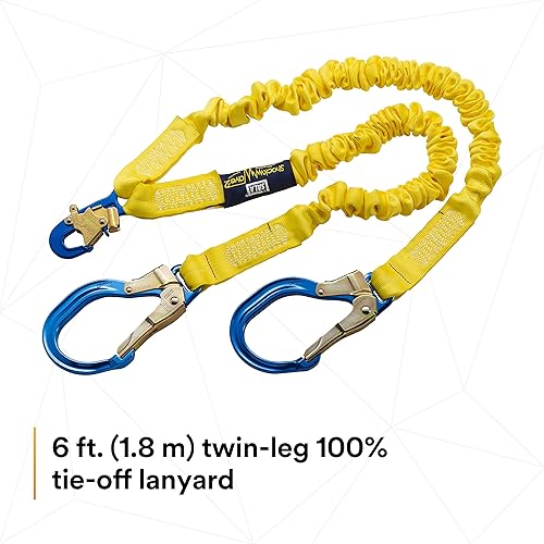 Miniatura 4 de 3M DBI-SALA 6' Shockwave2 1 1516 "Poliéster Tubular Web Twin-Leg Tie-Off Cordón Amortiguador Con Snap Hook Y Aluminio Rebar Ganchos En Los Extremos