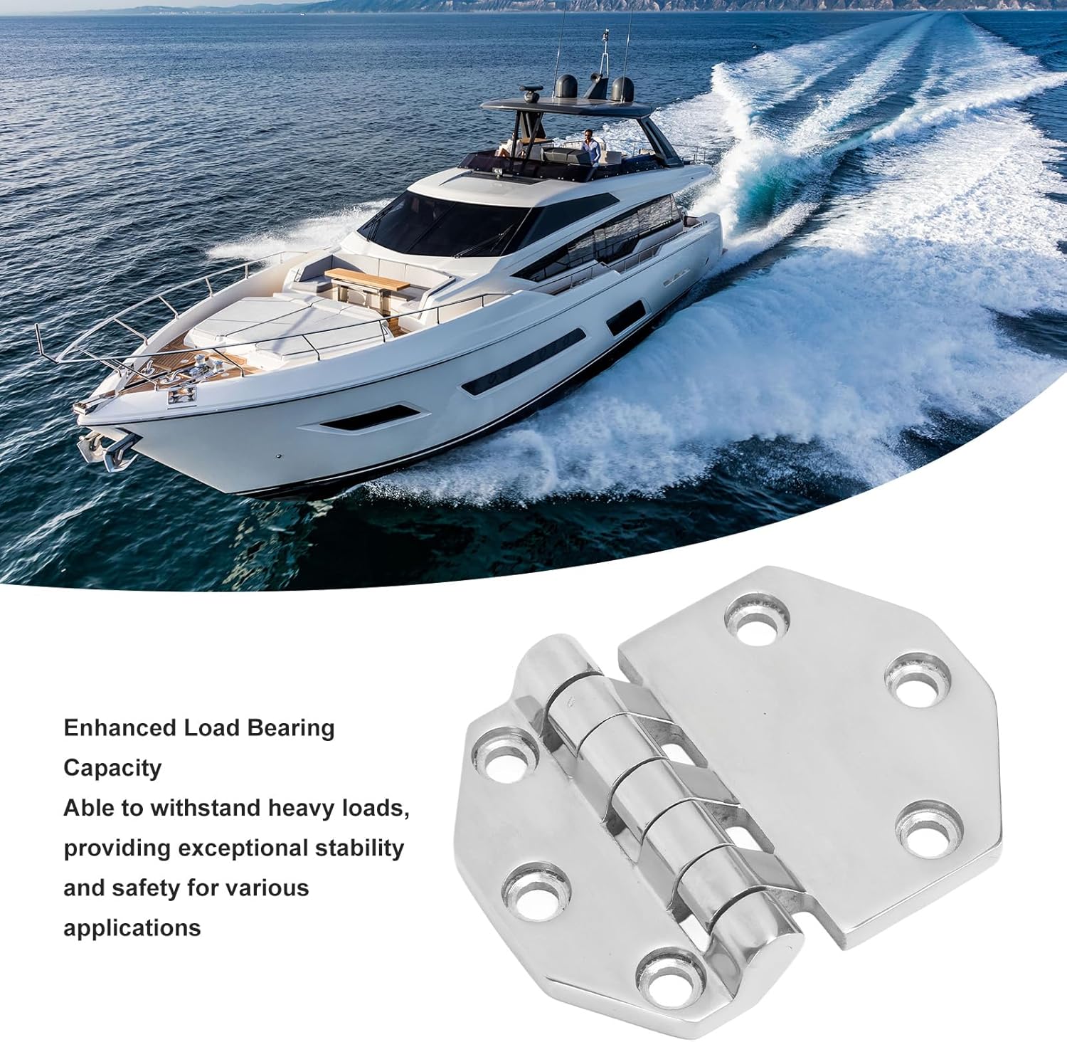 Boat Hinge Stainless Steel, Mirror Polished Marine Grade, 120x88mm - Rustproof Durable Design, Heavy Load Capacity, Ideal for Door Cabinet Hatch