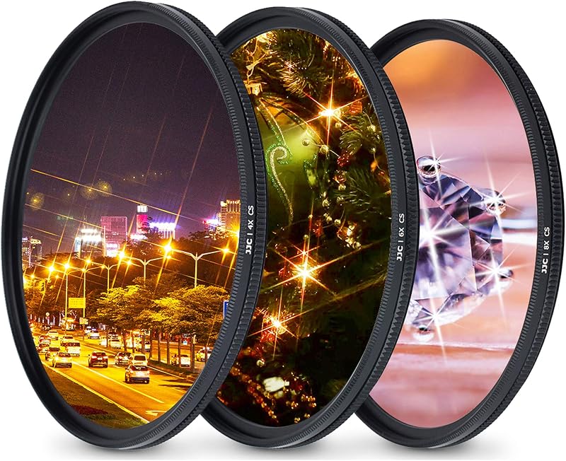 JJC 77mm Star Filter Cross Screen Starburst Filter Kit for Camera Lens | for Canon RF 14-35mm f4 L is USM, Nikon Z 24-120mm f4 S, Z 28-400mm f4-8, Sony FE 70-200mm F2.8 Lens & More 77mm Thread Lens