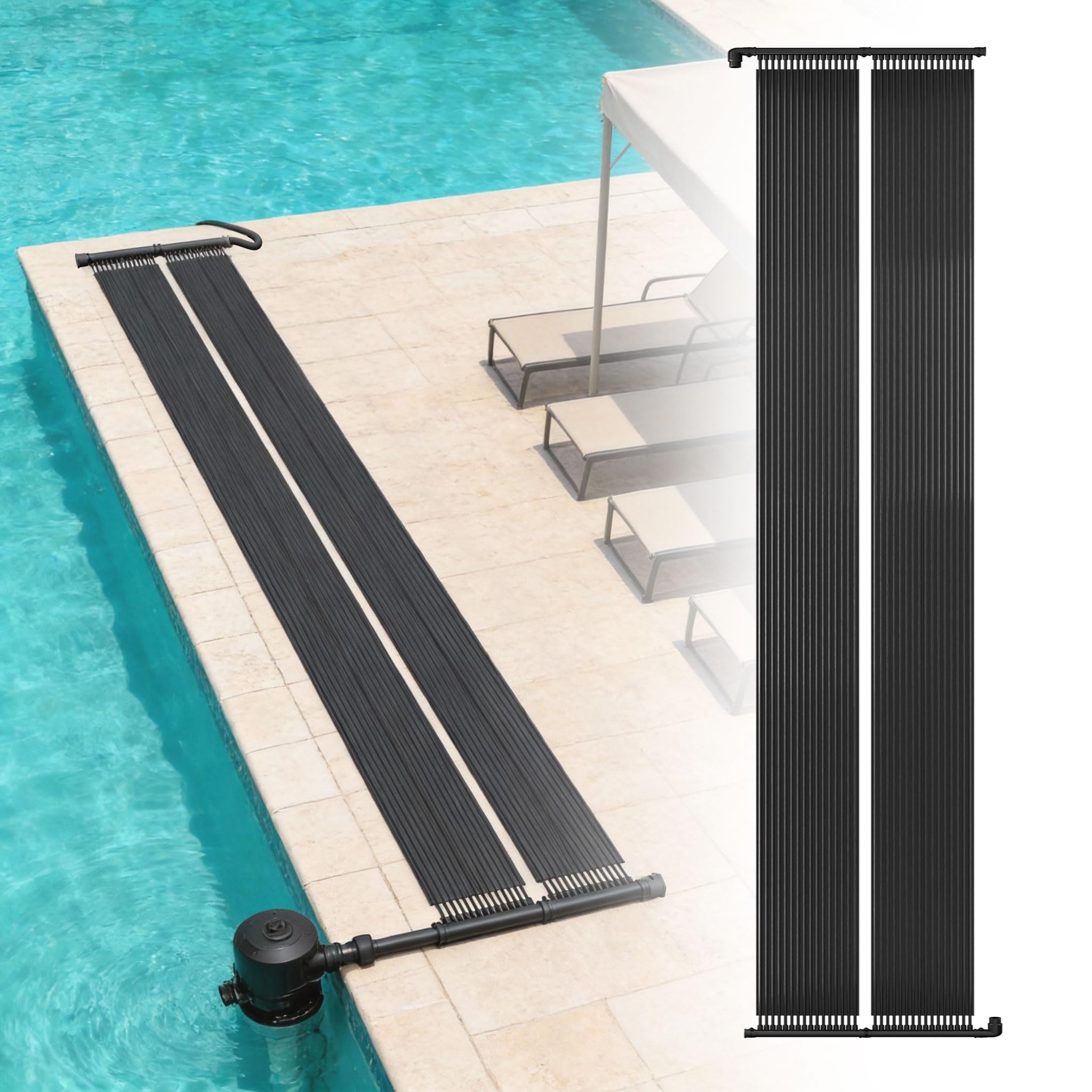 UISEBRT Colector solar para piscina, 600 x 70 cm, calefacción solar para piscina, calefacción de agua caliente, plástico resistente a los rayos UV, estera solar para piscinas