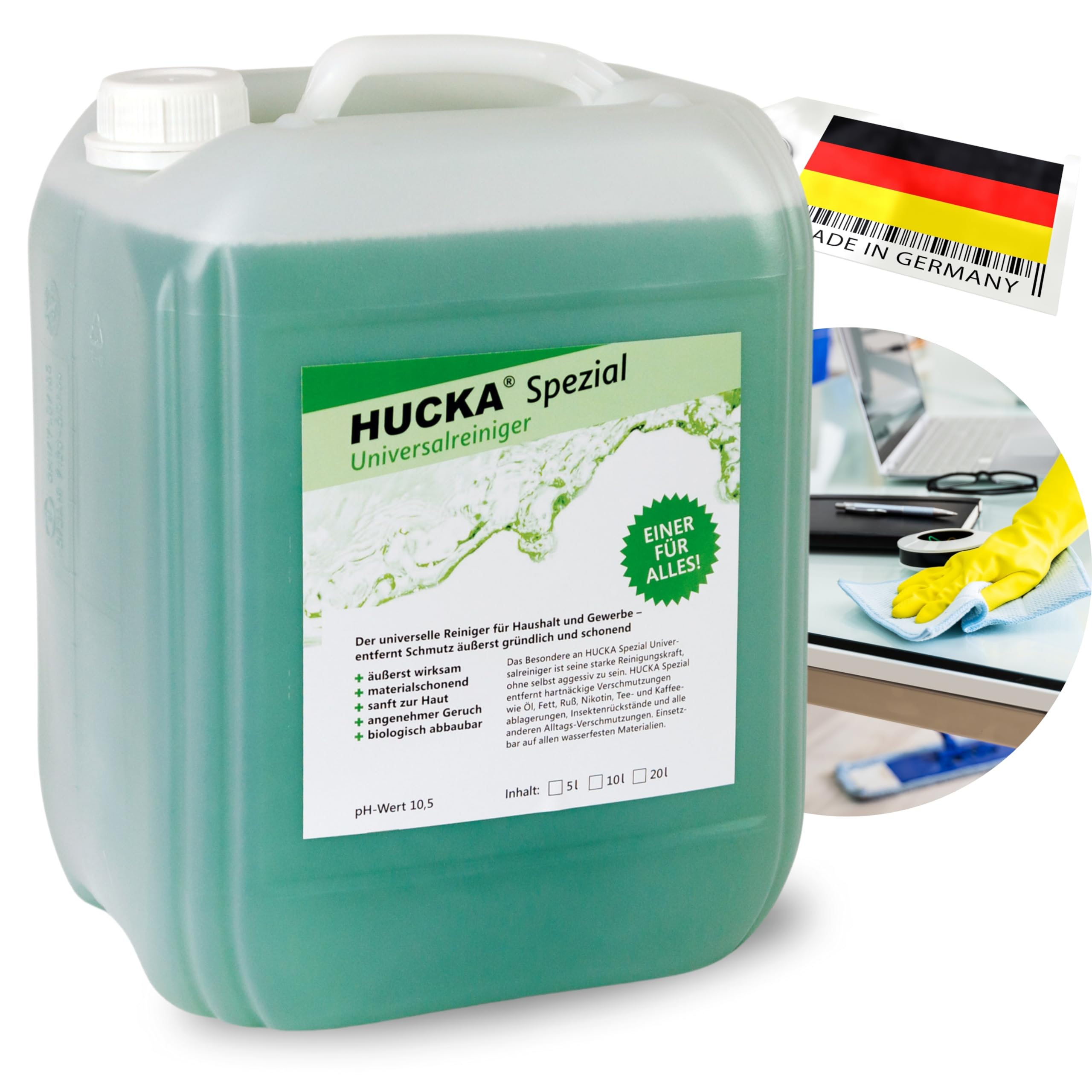 "spezial" Universalreiniger (10 Liter) - extrem effektiv - entfernt mühelos Verschmutzungen wie Fett, Öl, Kaffee, Nikotin, uvm. - biologisch abbaubar
