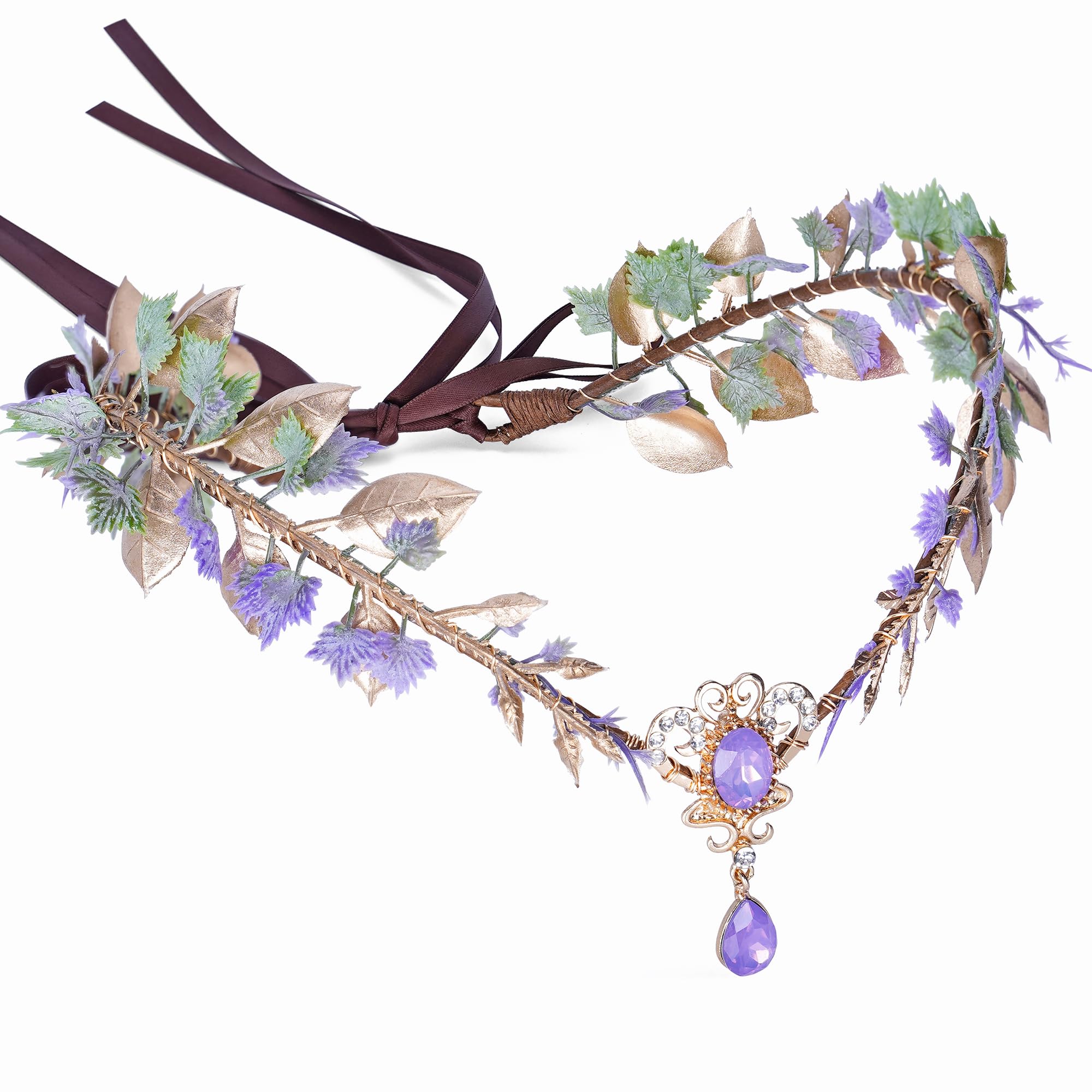 MOSTORY Purple Woodland Fairy Crown Headpiece for Women Cosplay Renaissance