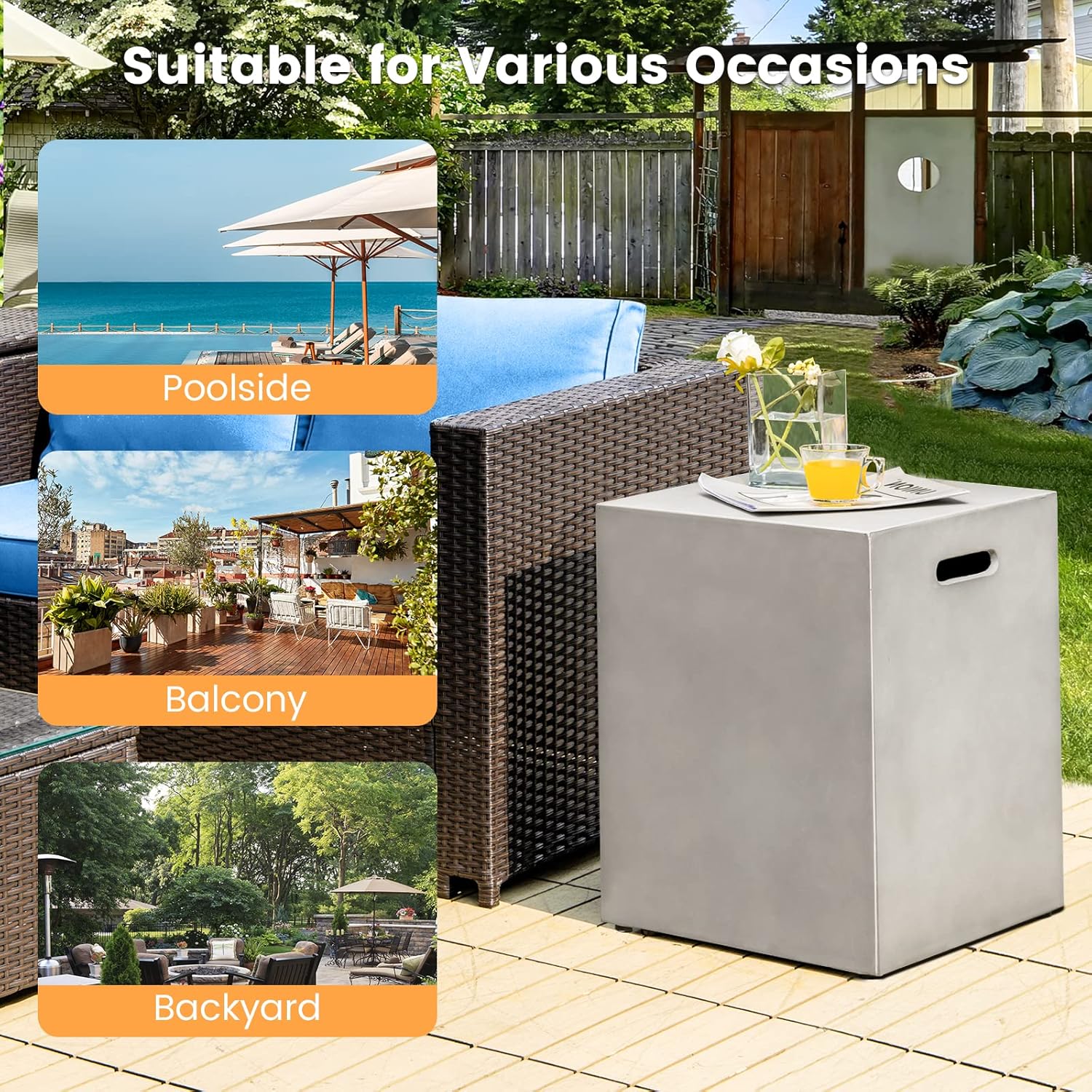 Tangkula Patiojoy Propane Tank Cover & Hideaway Table, Adjustable Foot Pads, Side Handles & Storage Box, Fits Standard 20 Lbs Tank