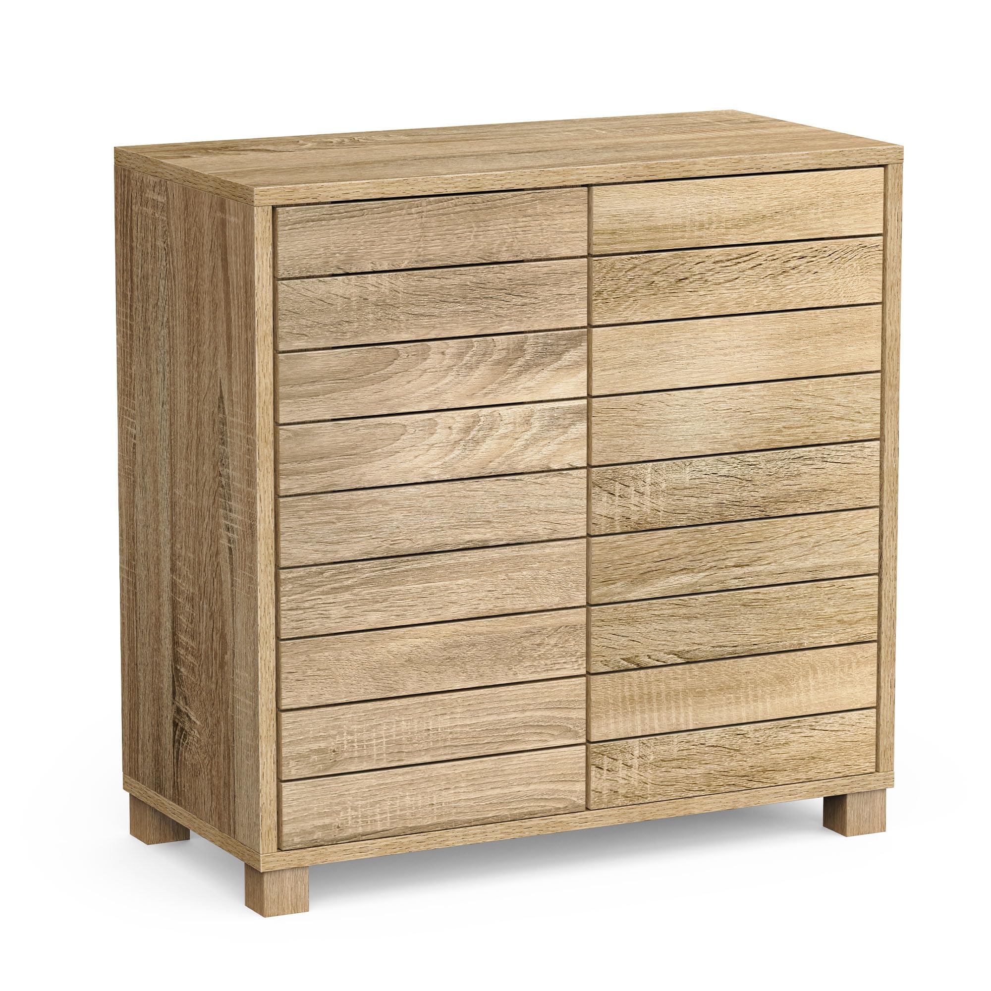 VonHaus Bathroom Storage Cabinet – Oak Wood Effect Bathroom Floor Cabinet with Handleless Design - Floor Standing Unit with Cupboard - Towel Storage Unit for Bathroom, Kitchen & Hallway - Chester