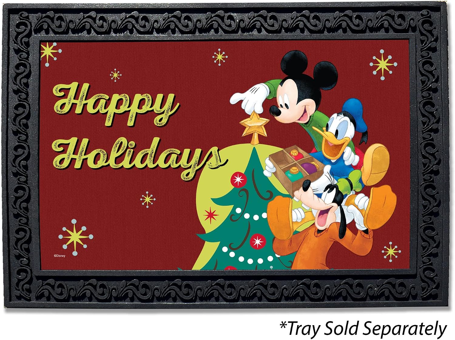 Flagology.com, Doormat, Disney Holidays are a Time for Friends Doormat - 18" x 30", Outdoor/Indoor, Heavy Duty Recycled Rubber, Non-Slip Backing, Christmas
