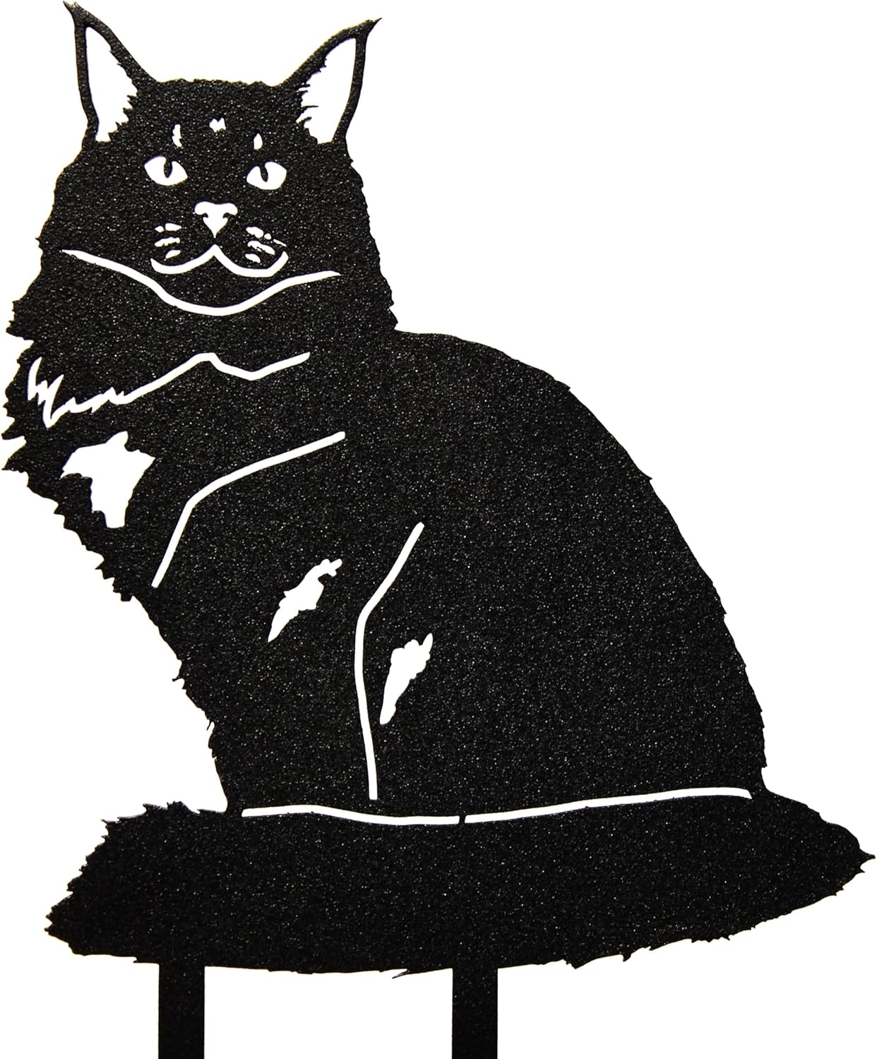 Black Powder Coated Metal Maine Coon Cat Silhouette Yard Stake (Large)
