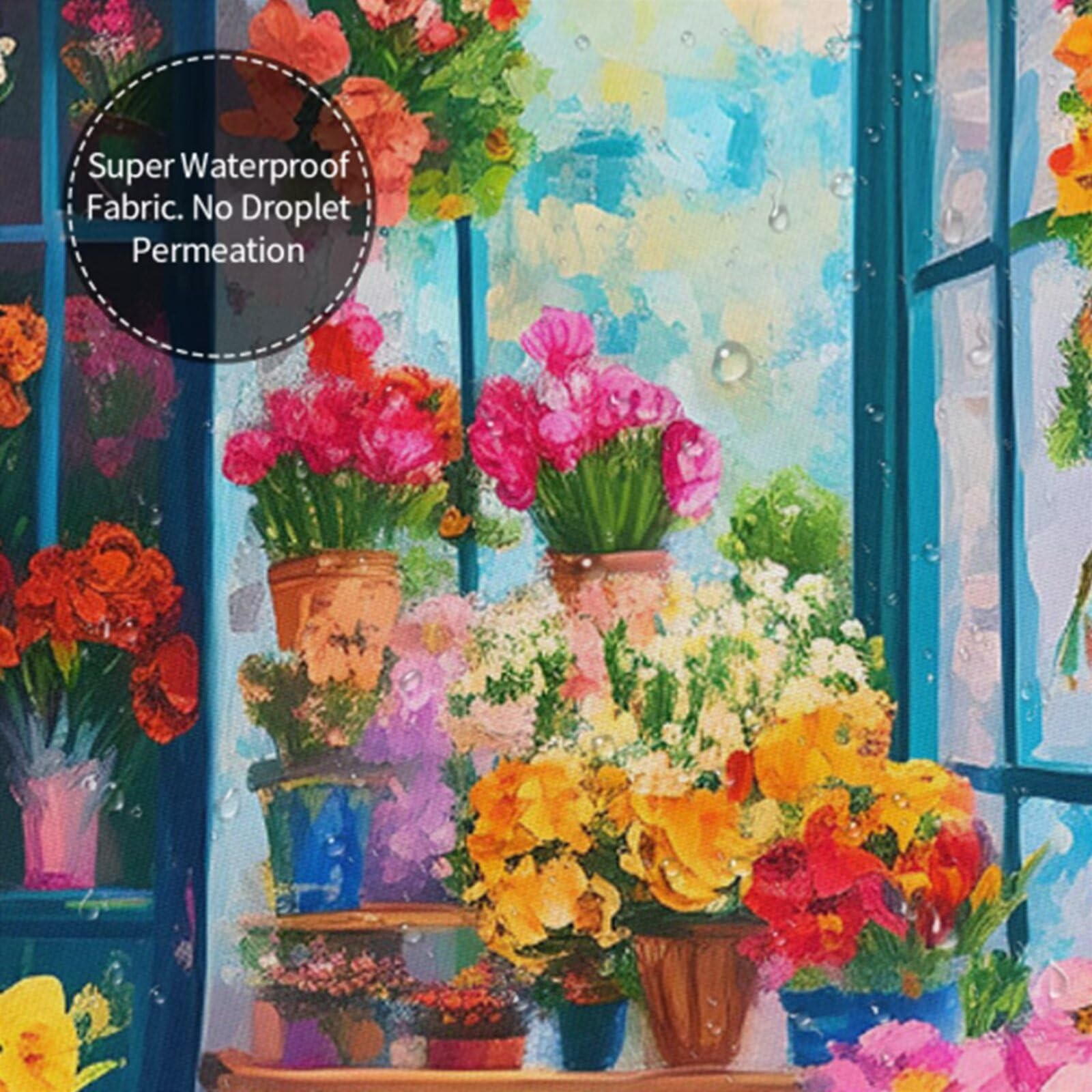 Duschvorhang 180x240 cm Garten Shower Curtains Bunte mit Gewicht und 12 Plastik Haken, Anti Schimmel Wasserdicht, Waschbar Schnelltrocknender Polyester Stoff, Dekorative Vorhang für Badewanne 6H-269