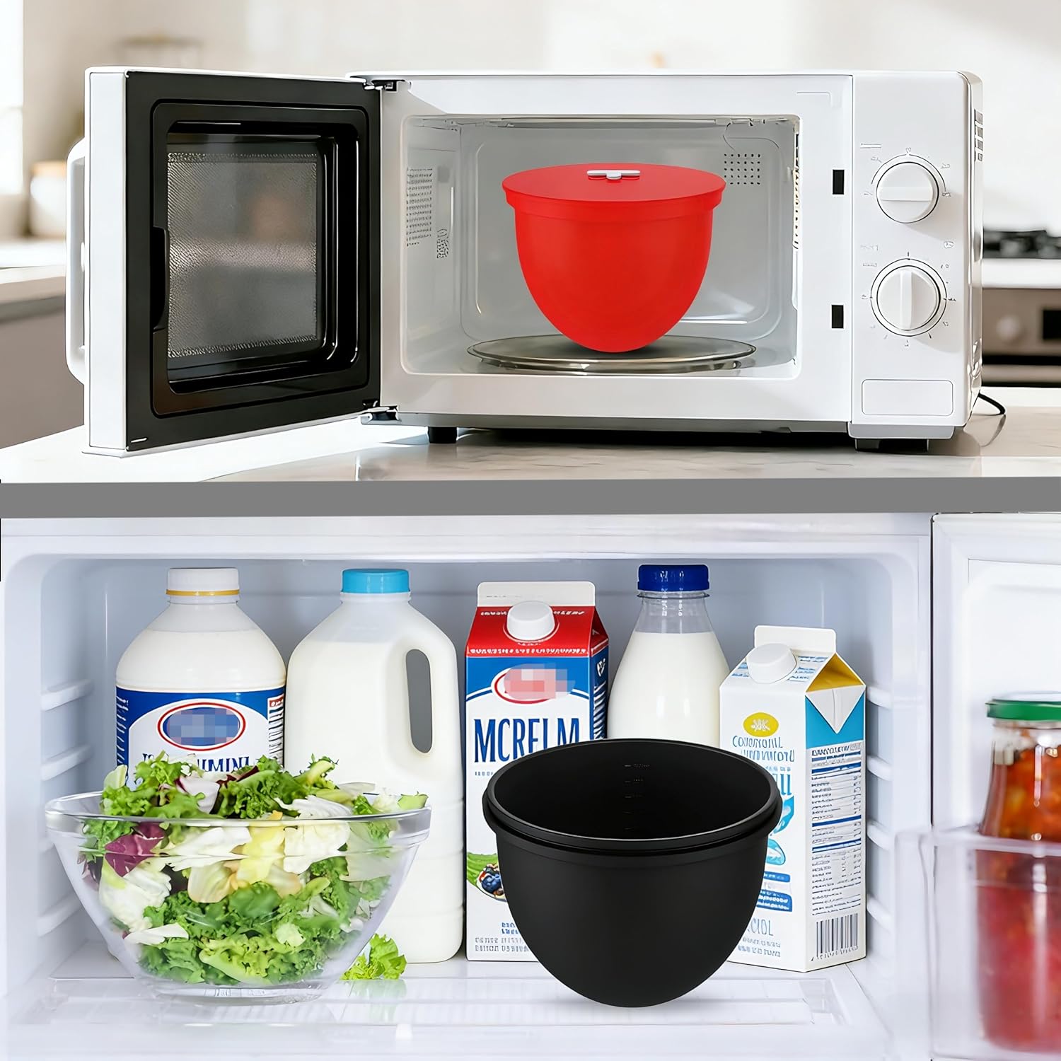 Silicone Bowl Liners for 5 Qt KitchenAid Mixers - 2mm Thick Reusable Replacement, 3 Pack with 3 Lids, for KitchenAid Stand Mixer Attachments & Accessories