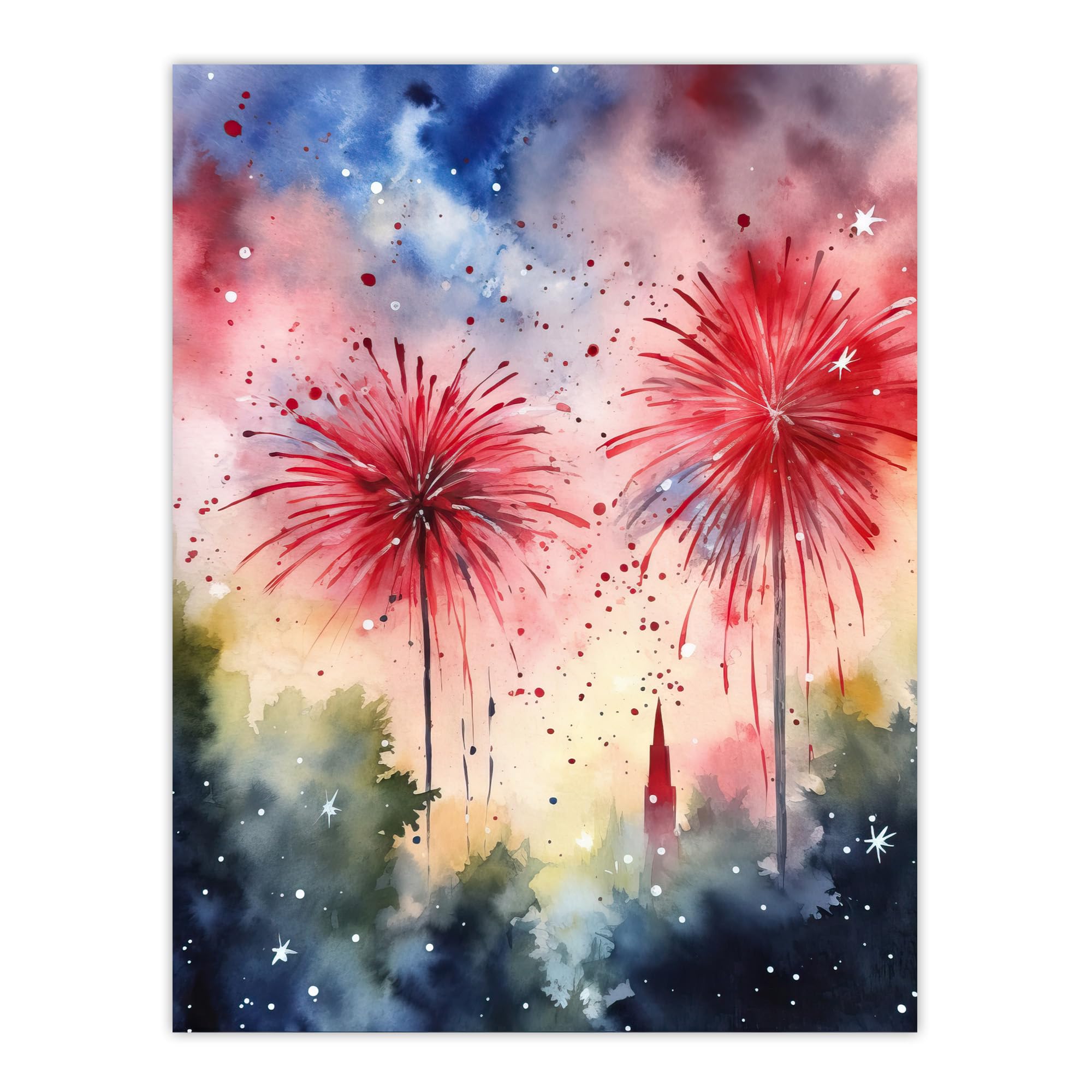 Artery8 4th July Independence Day Fireworks USA Extra Large XL Wall Art Poster Print
