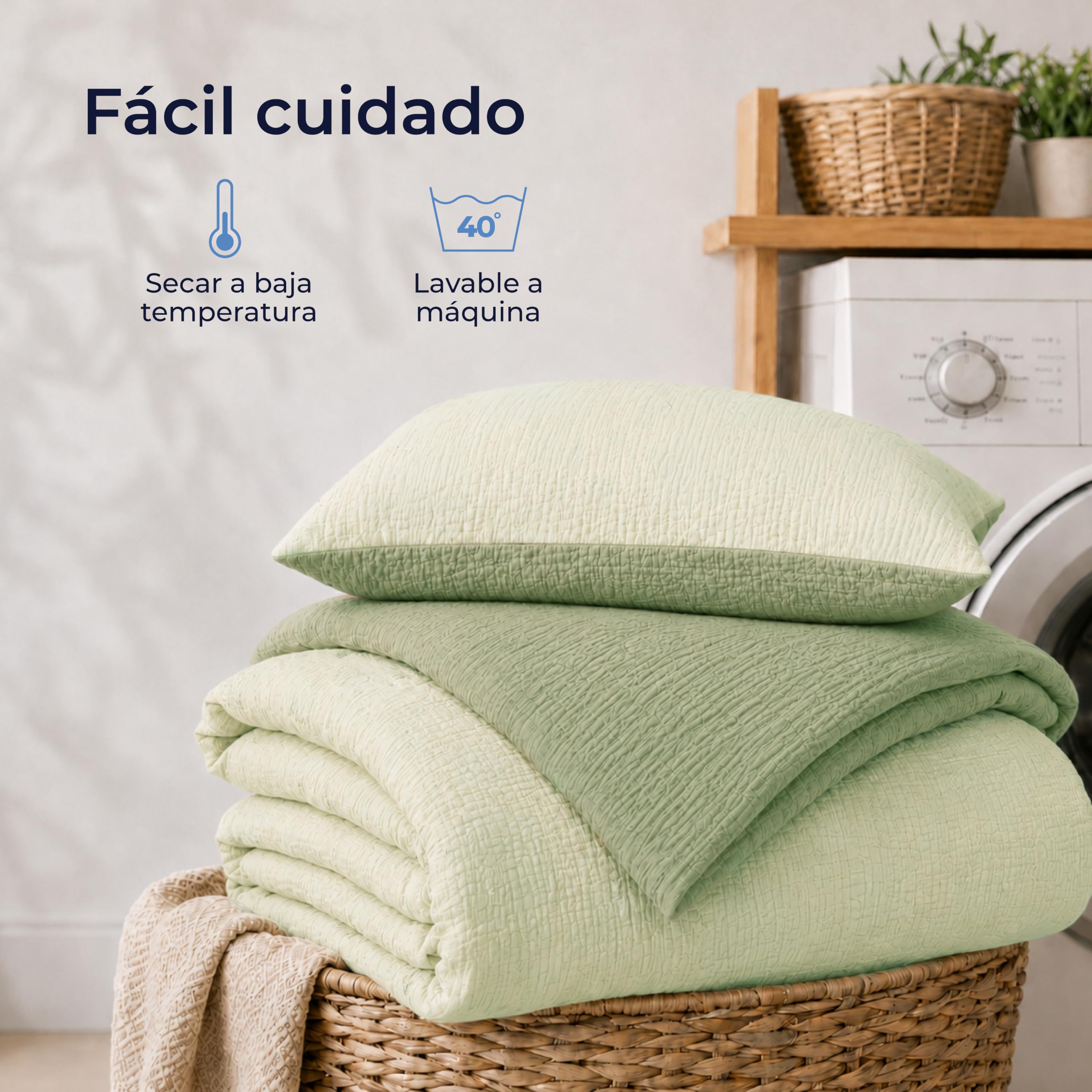 Dreamzie Funda Nordica 135x200 cm con Funda de Almohada 80x80 cm - Ropa de Cuna en Muselina 100% Algodón Oeko-Tex - Verde Salvia
