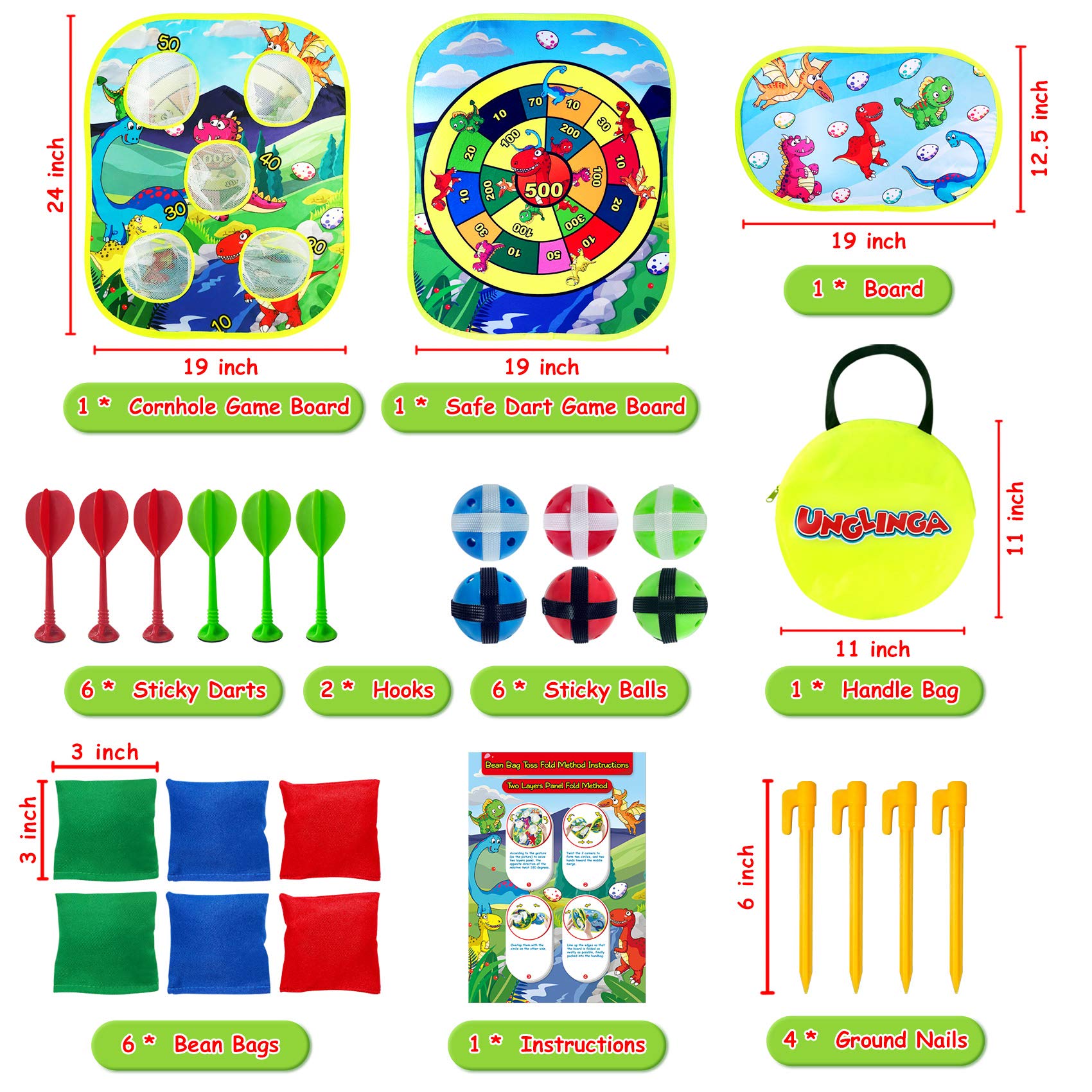 Bean Bag Toss Games for kids, Carnival Dart Board Game, Collapsible