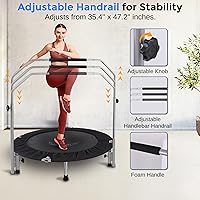 Vista 3 de SereneLife 40" Foldable Mini Trampoline for Adults - Compact Fitness Rebounder with Adjustable Foam Handle, Exercise Trampoline with Max Load