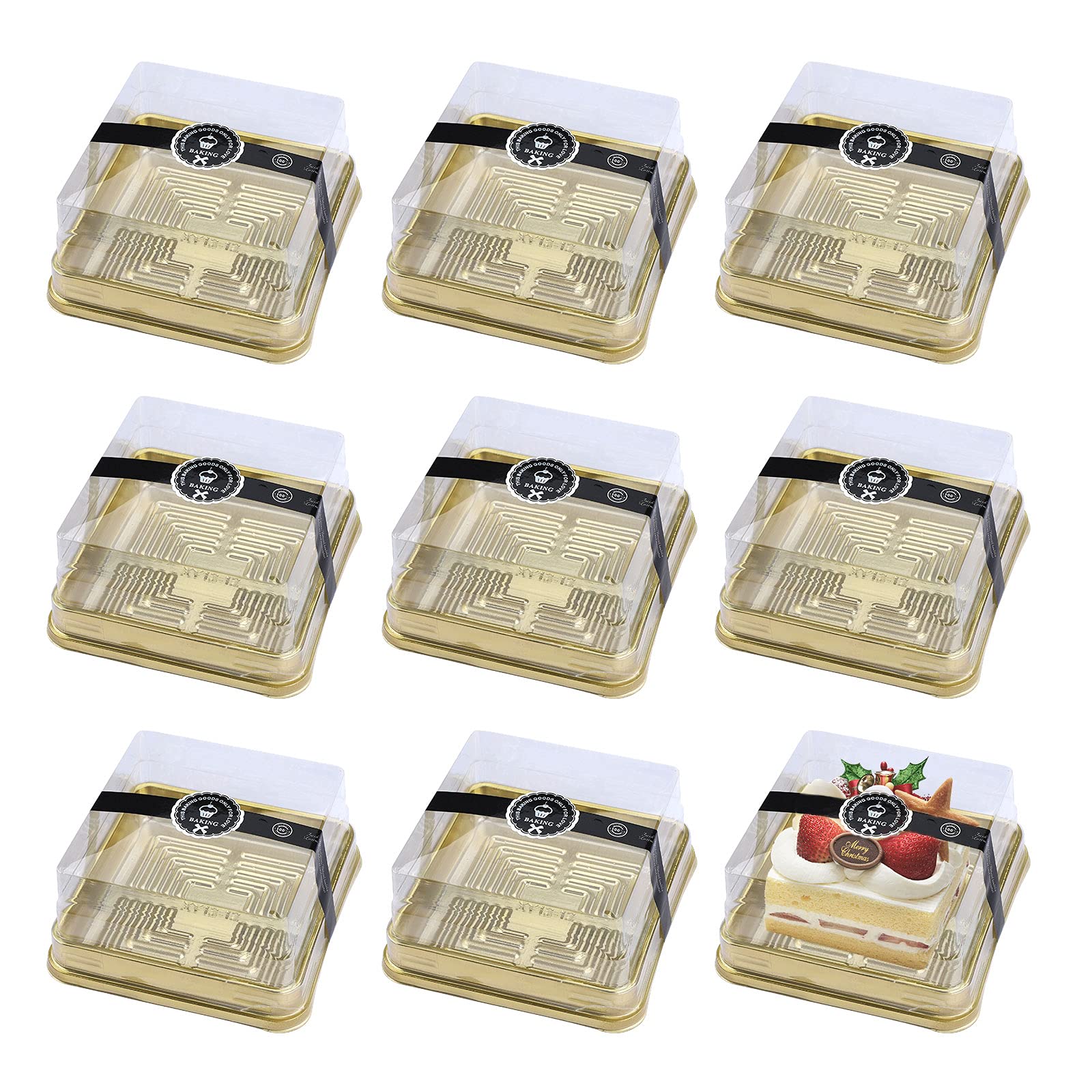 Buy Cake Slices, 30 Pcs Square Cake Box with 30 Stickers, 2 Colors