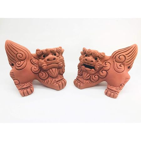 Amazon 沖縄土産 素焼き獅子 ミニ横 守り神 シーサー 置物 オブジェ オンライン通販