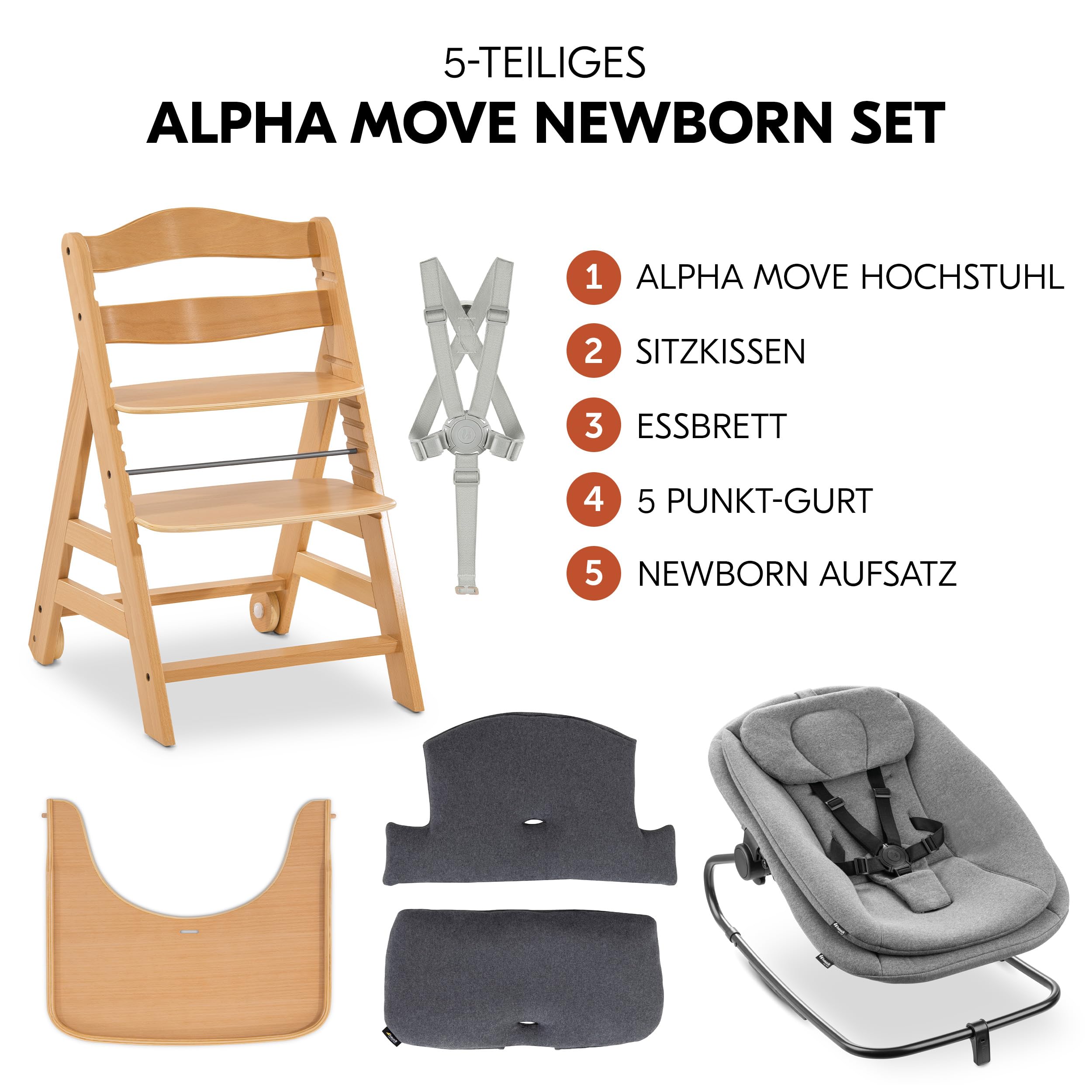 hauck Alpha Move Hochstuhl Newborn Set mit Highchair Bouncer