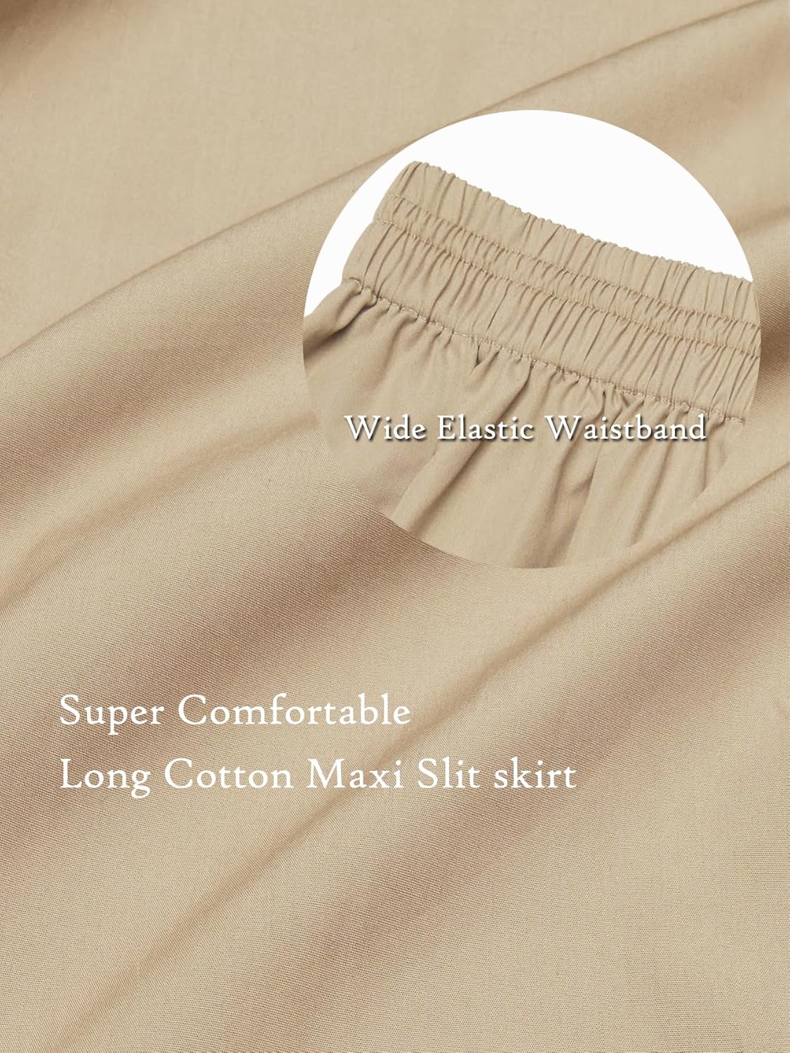 Womens Maxi Slit Skirt Elastic Waist Drawstring Long Skirts for Women with Pockets - Image 5