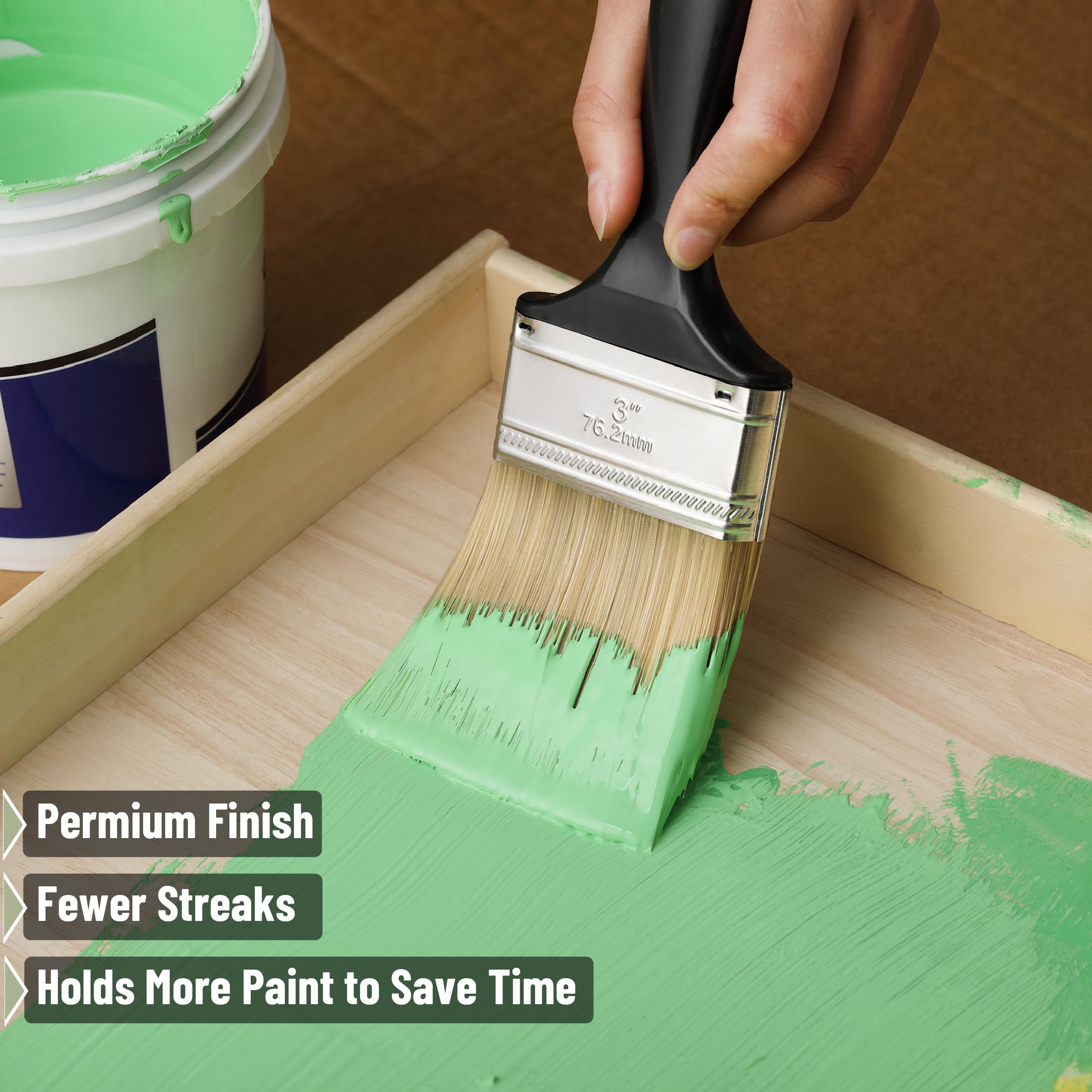 Bates- Paint Brushes, 4-Inch, 4 Pack, Flat Paint Brushes for Walls, Furniture and Wood