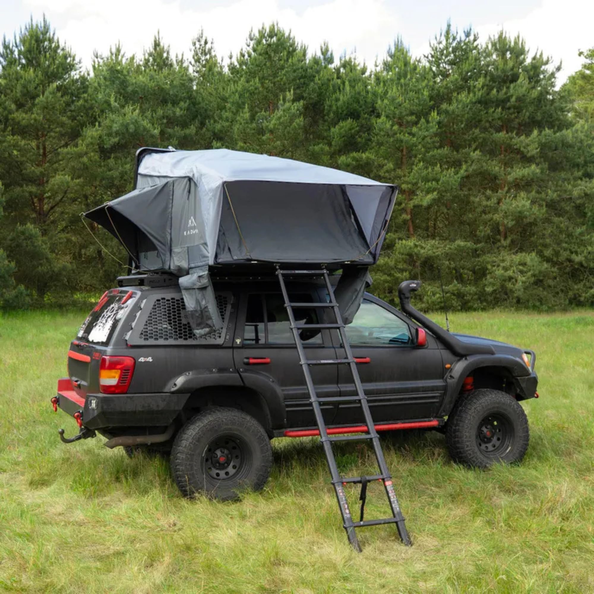 KADVA Dachzelt Tardis | Automatische Entfaltung | 2-Personen-Zelt mit Matratze | Wasserdicht (3000 mm) Oxford 400D RIP-Stop | LED USB | Kompakt (120×160×25 cm) | Ideal für Off-Road und SUV-Trips