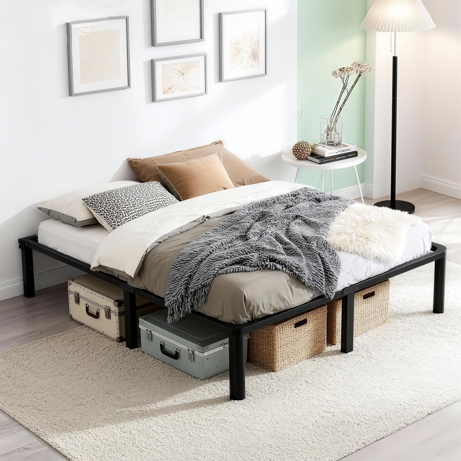 Cozy City Queen Bed Frame, 14 Inch Heavy Duty Steel Platform, Noise-Free — product photo