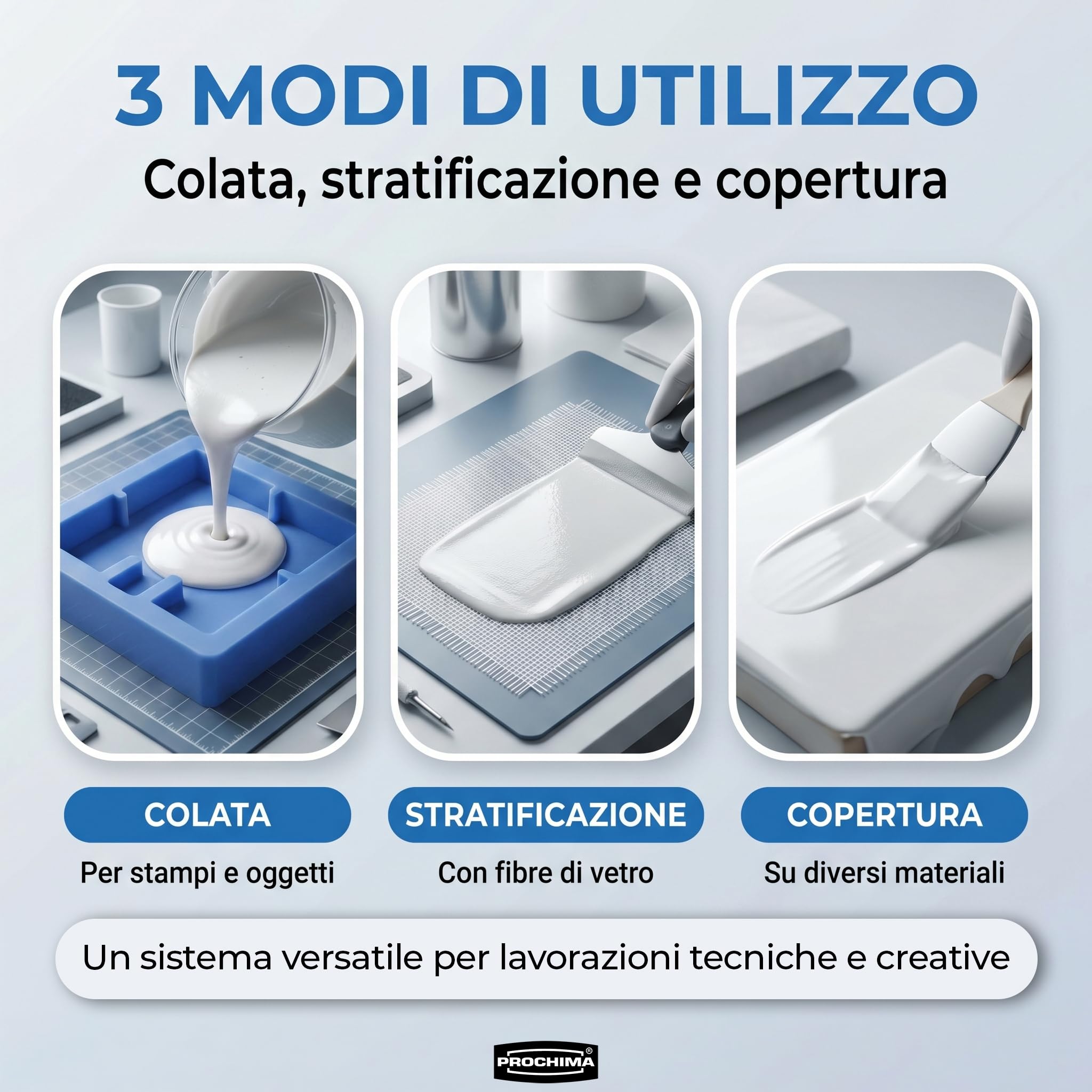 Prochima, Plastoforma PL, Vetroresina Bicomponente all'Acqua per Colate, Stratificazioni e Coperture, Atossico, innocuo, inodore, facile da utilizzare, 3.5 kg
