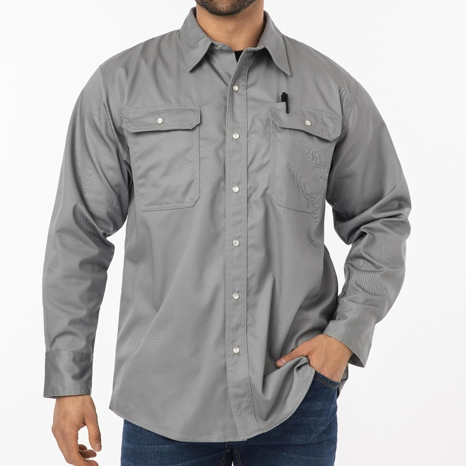 JKSafety 7oz FR Shirts for Men Women ARC 2 Fire Resistant Welding Shirts FRC Long Sleeve Safety Workwear - Image 6