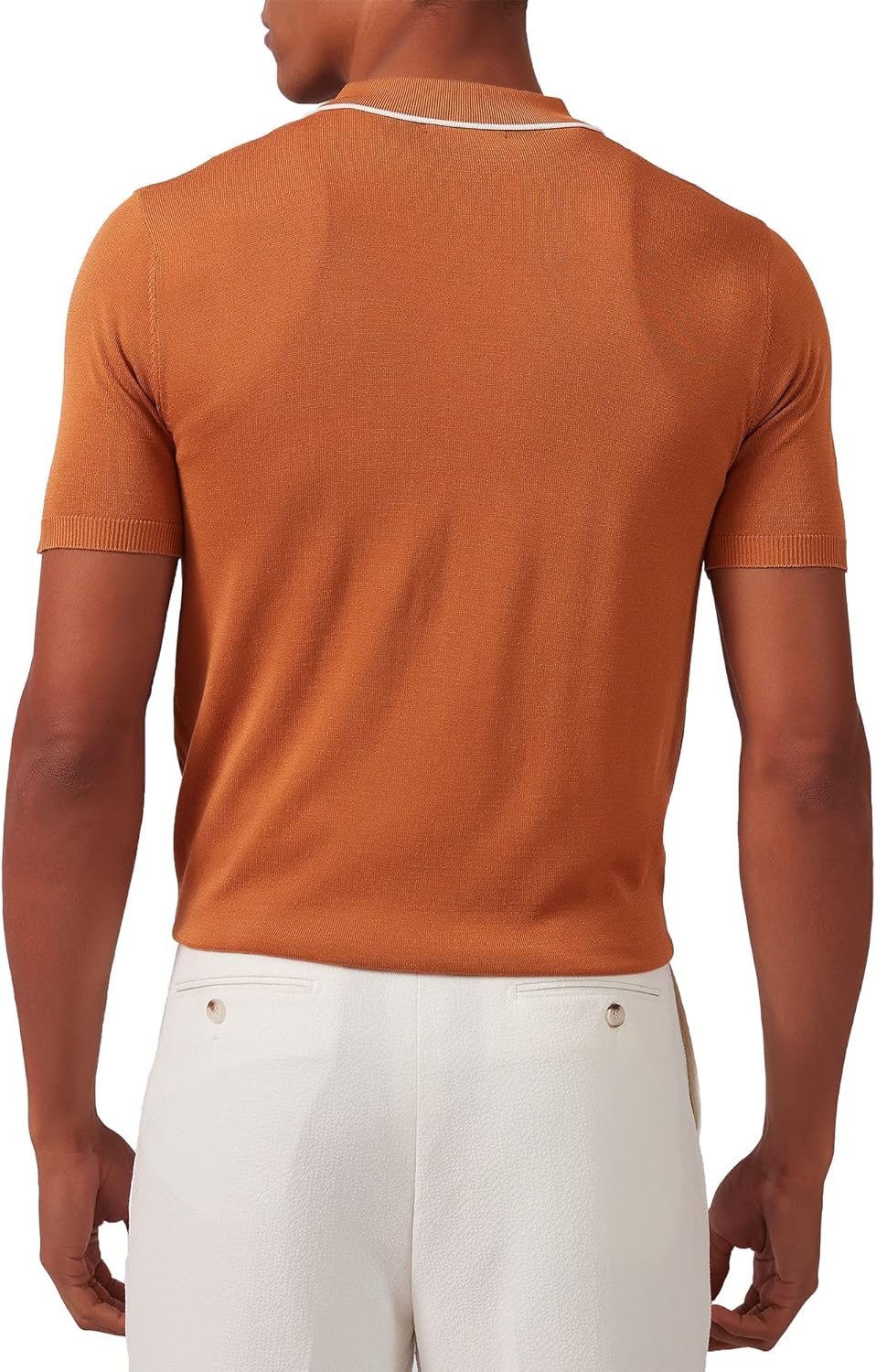Kallspin Men's Vintage Knitted Polo Shirt Short Sleeve Solid Collared Golf Shirts with Button - Image 4