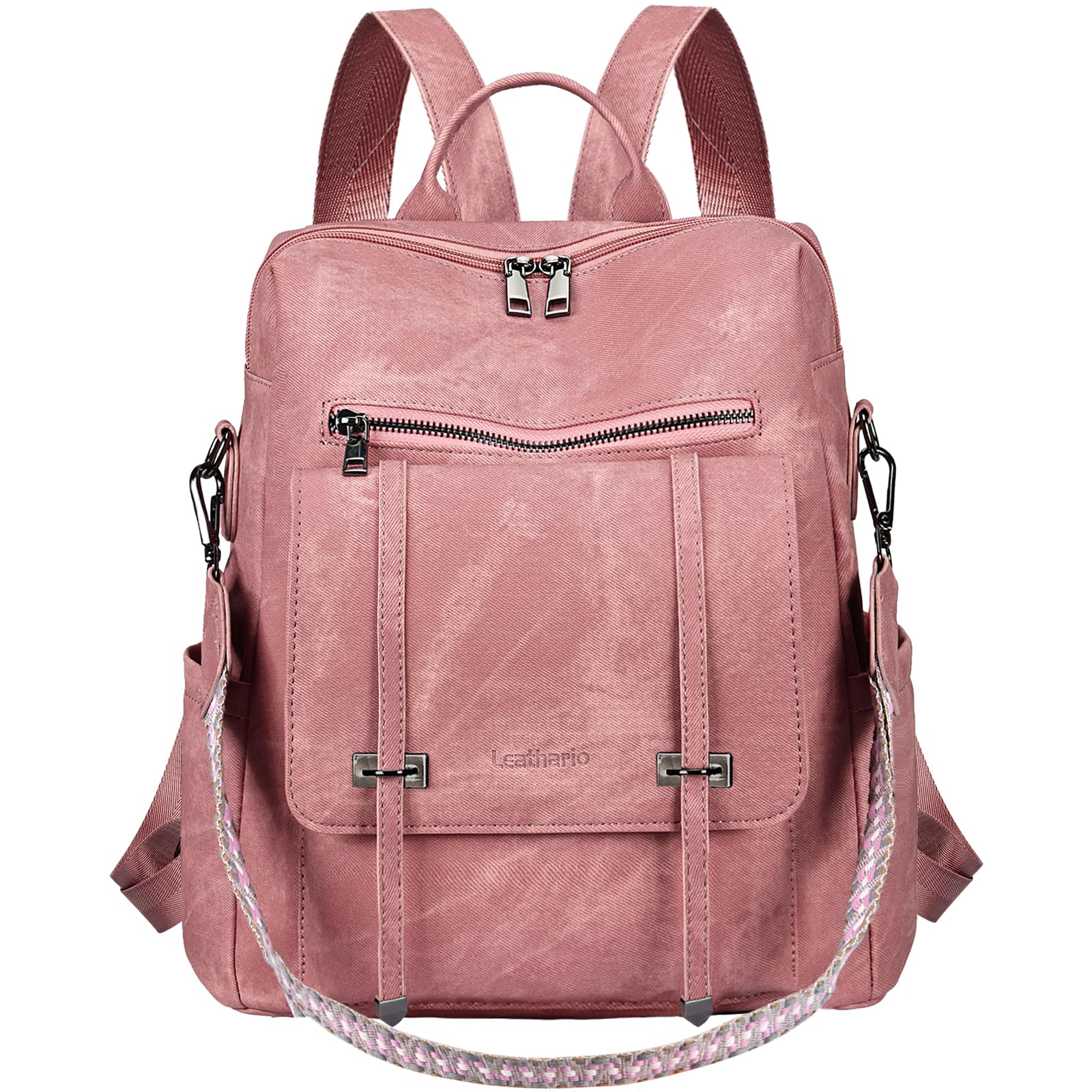 Leathario Zaino Donna in Pelle Vegana Impermeabile Antifurto,Borsa Elegante 3-in-1,Zaino da Lavoro, Viaggio e Uso Quotidiano