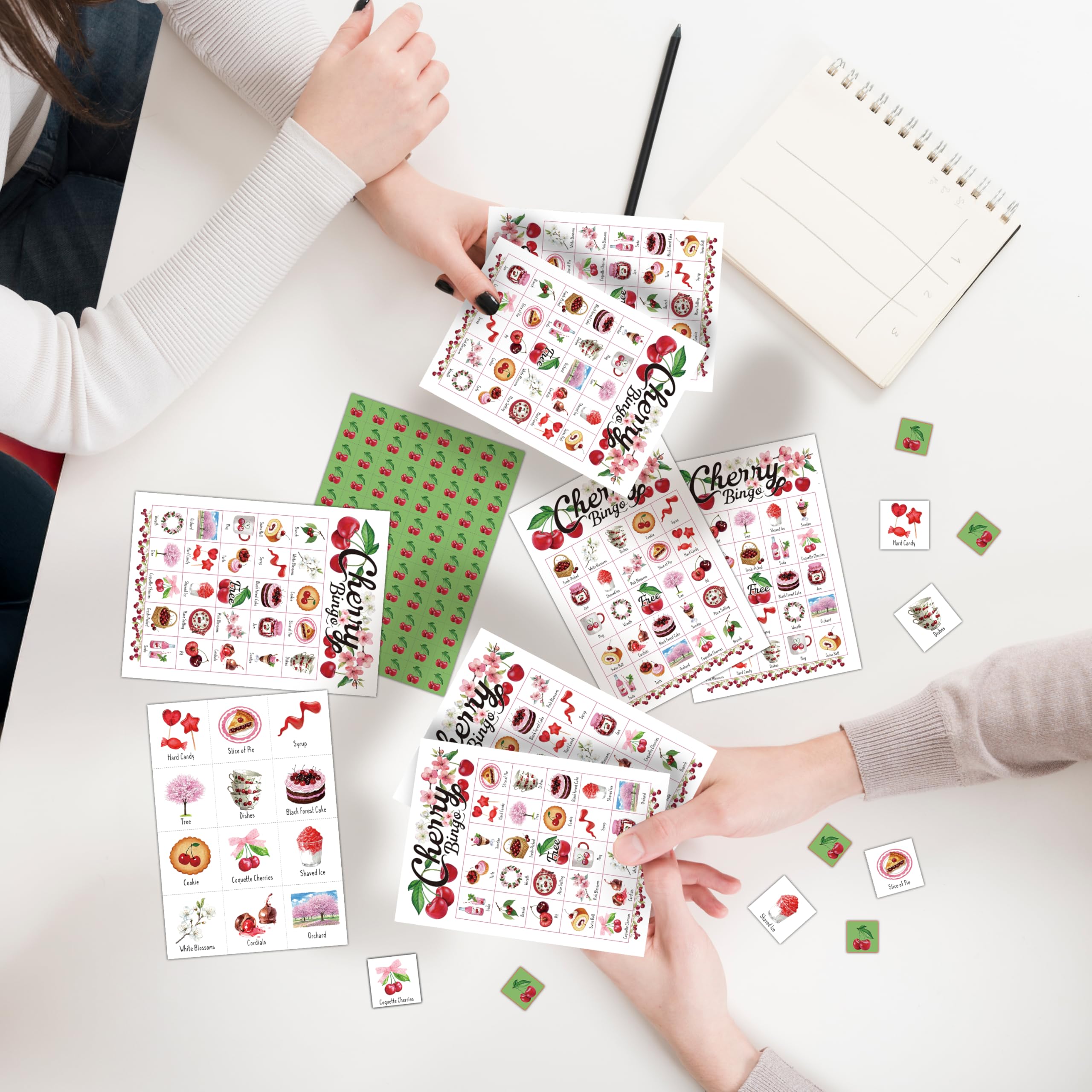 Carte da bingo Cherry per adulti, giochi di bingo di ciliegie per amici di famiglia, bomboniere estive per feste, forniture per decorazioni, Friuts Carta da gioco per attività all'aperto e al chiuso